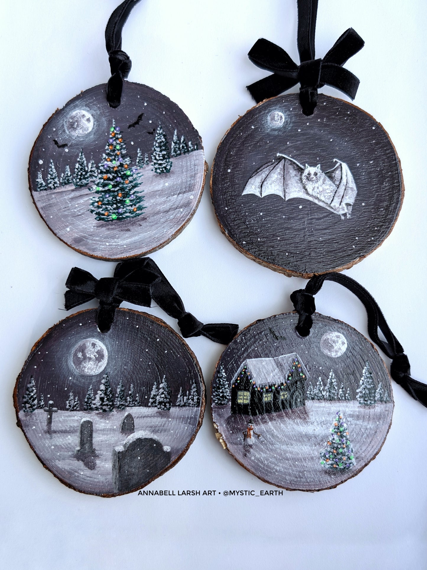 Goth Christmas 4pc Tree Ornament or Wall Art Set
