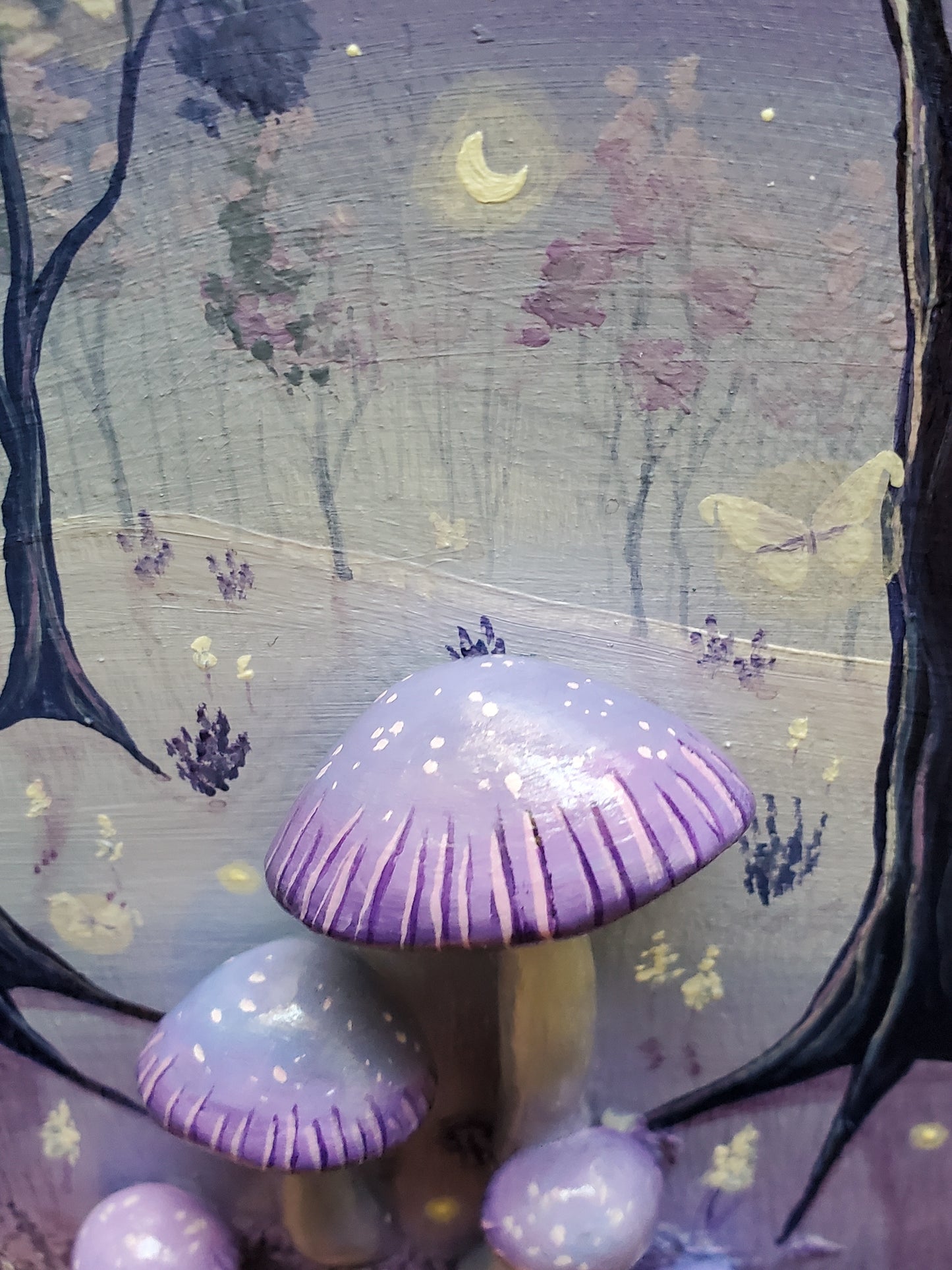 Purple Mushroom Forest Painting (3D Sculpture)