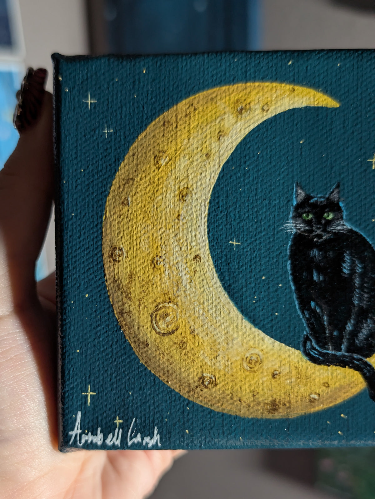 The Cat on the Moon 4" Painting 17/50