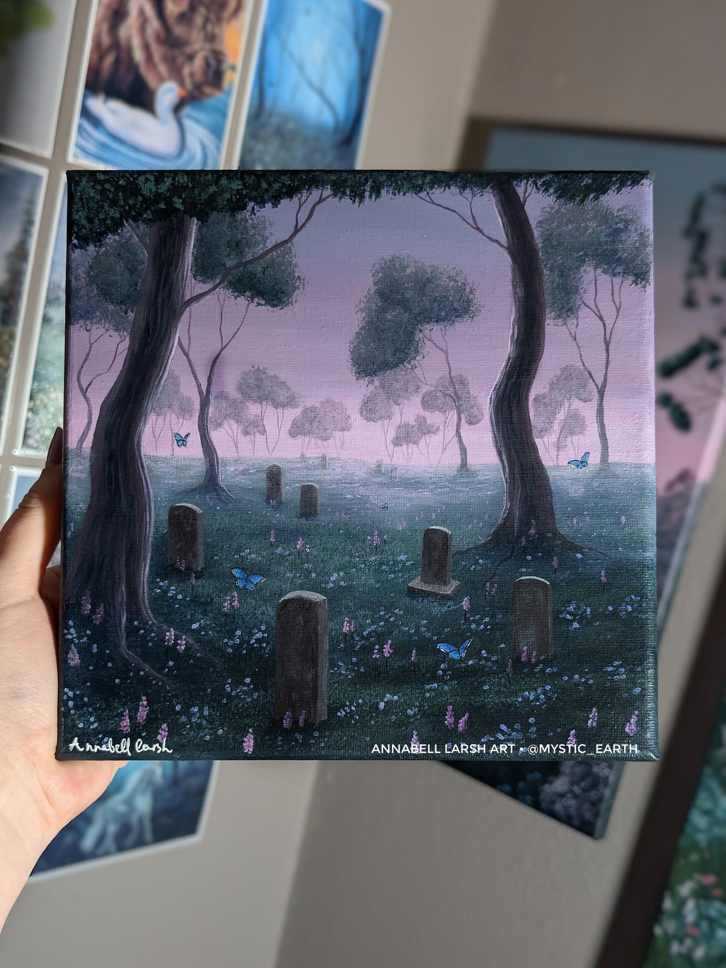 Lavender Grove Cemetery 8"x8" Painting