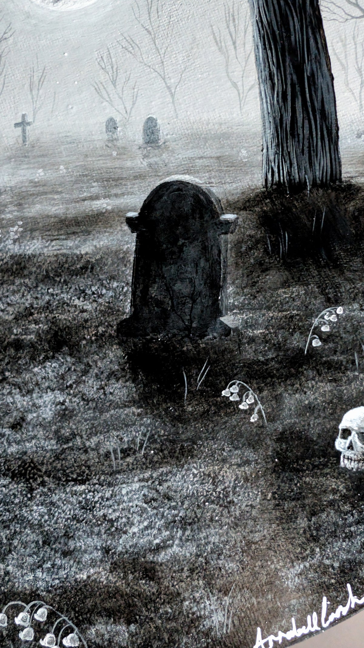 Blackflower Cemetery 12"x12" Painting