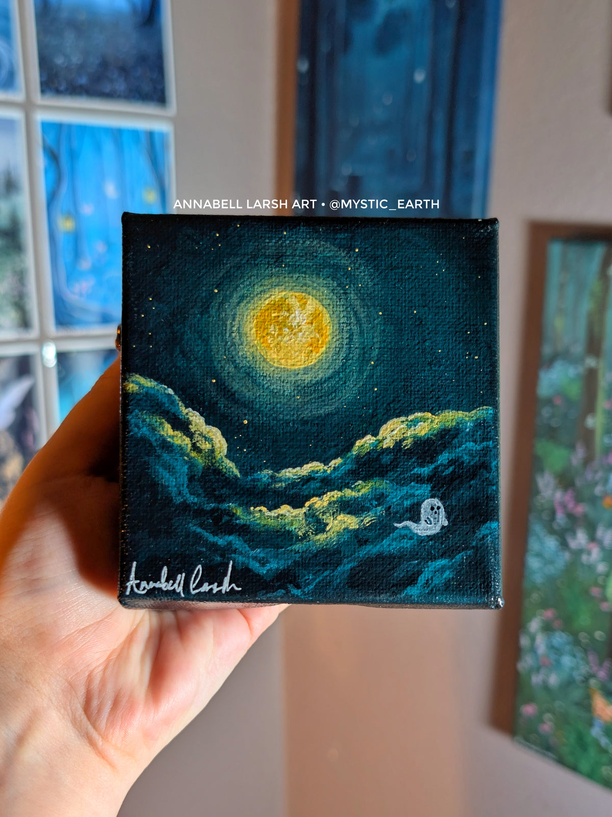 A Ghostly Night 4" Painting 10/50