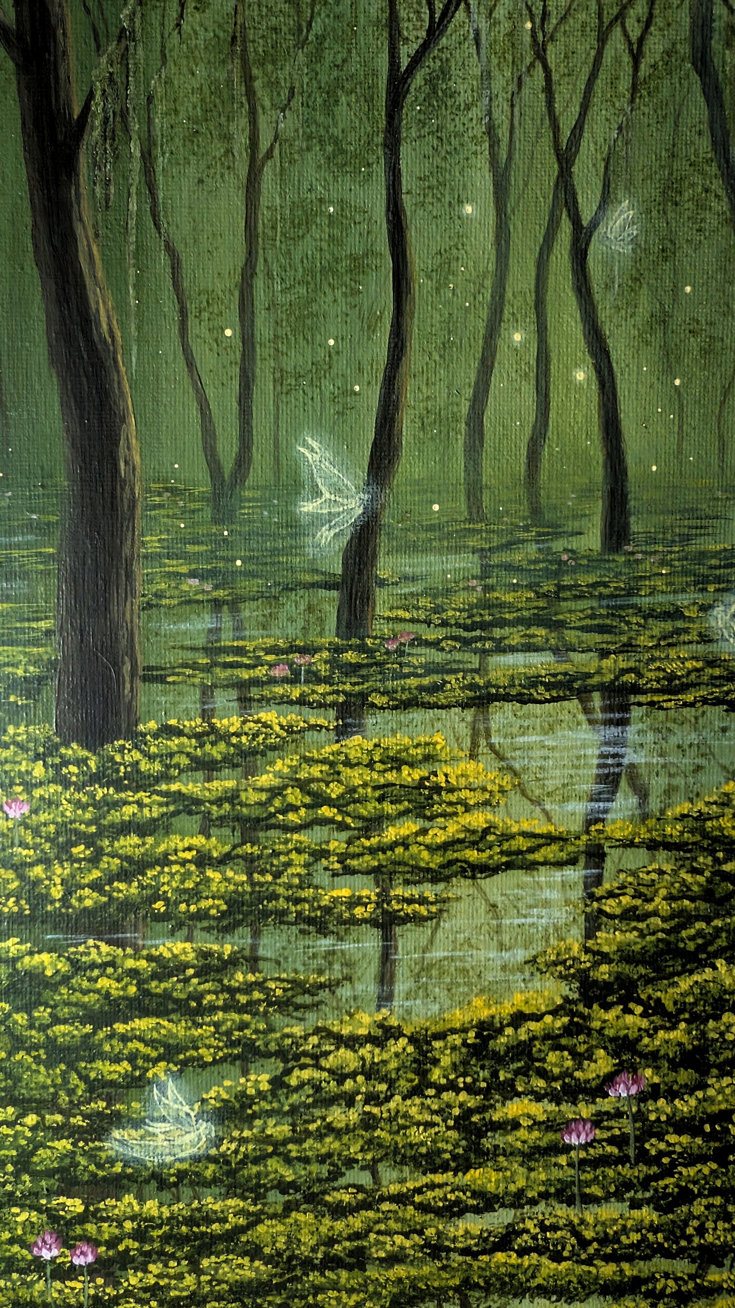 Fairies in the Swamp 12"x12" Painting