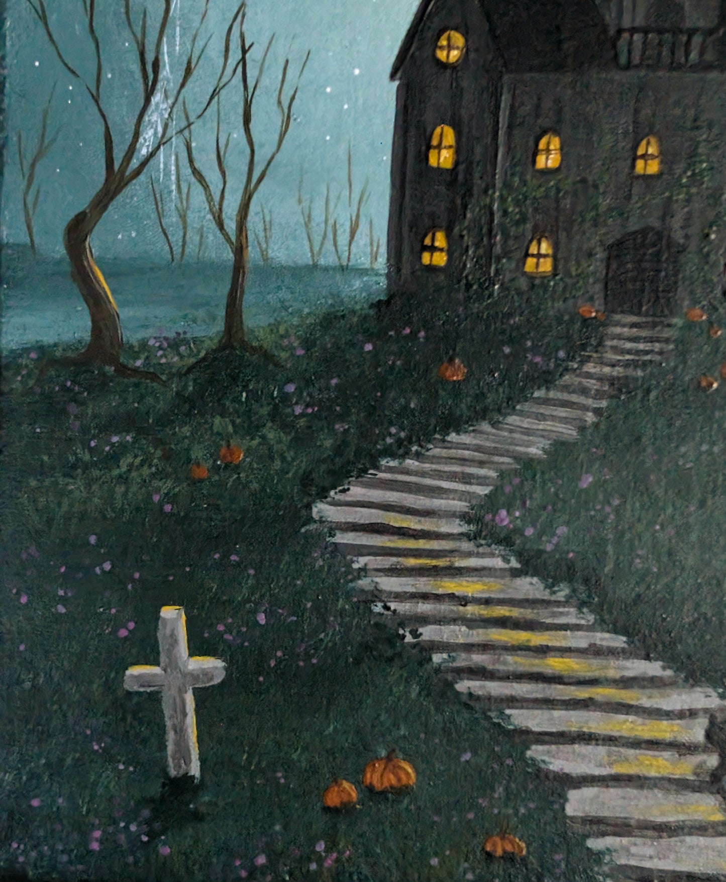 Halloween Night 6"x6" Painting