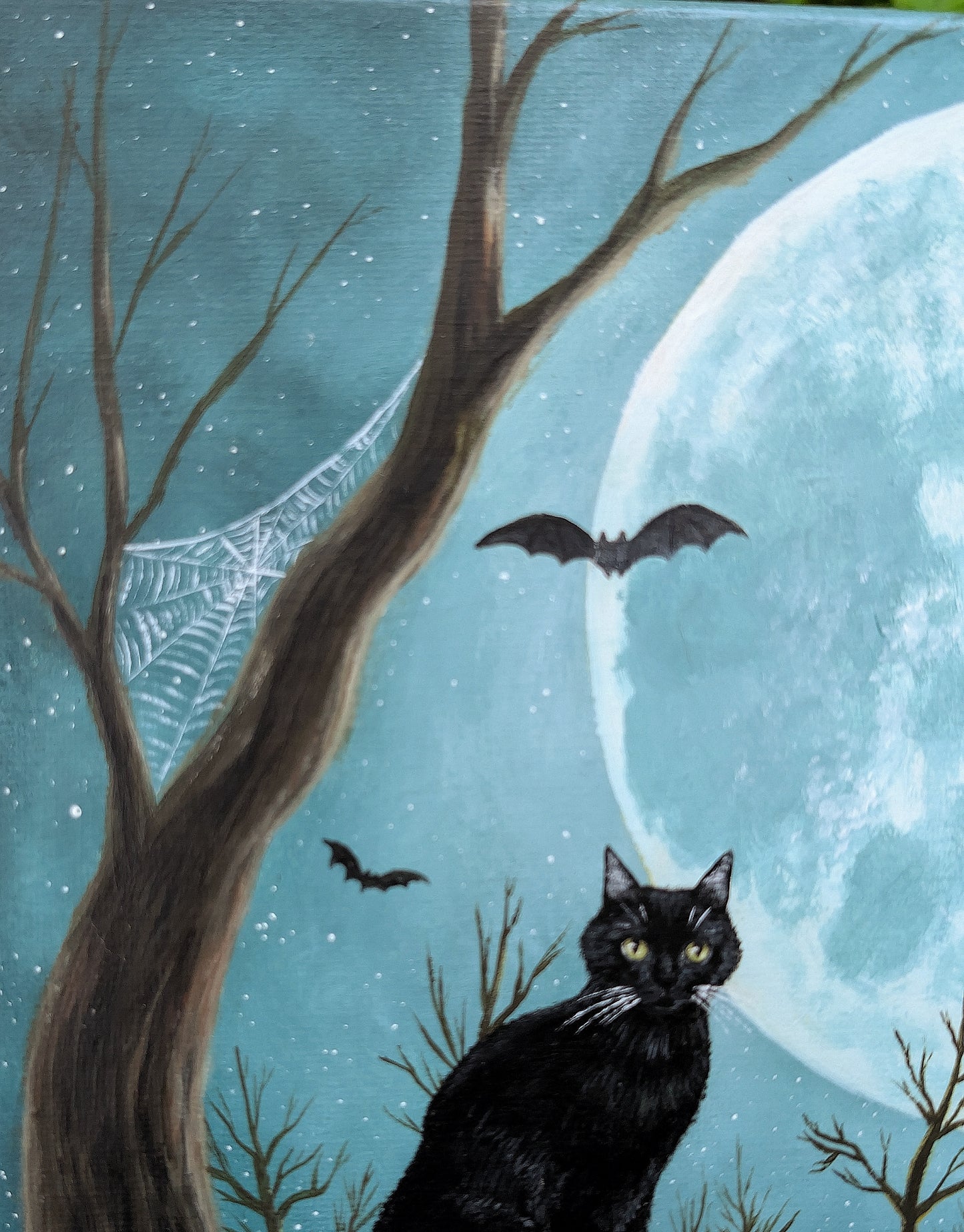 Black Cat Cemetery 12"x12" Painting