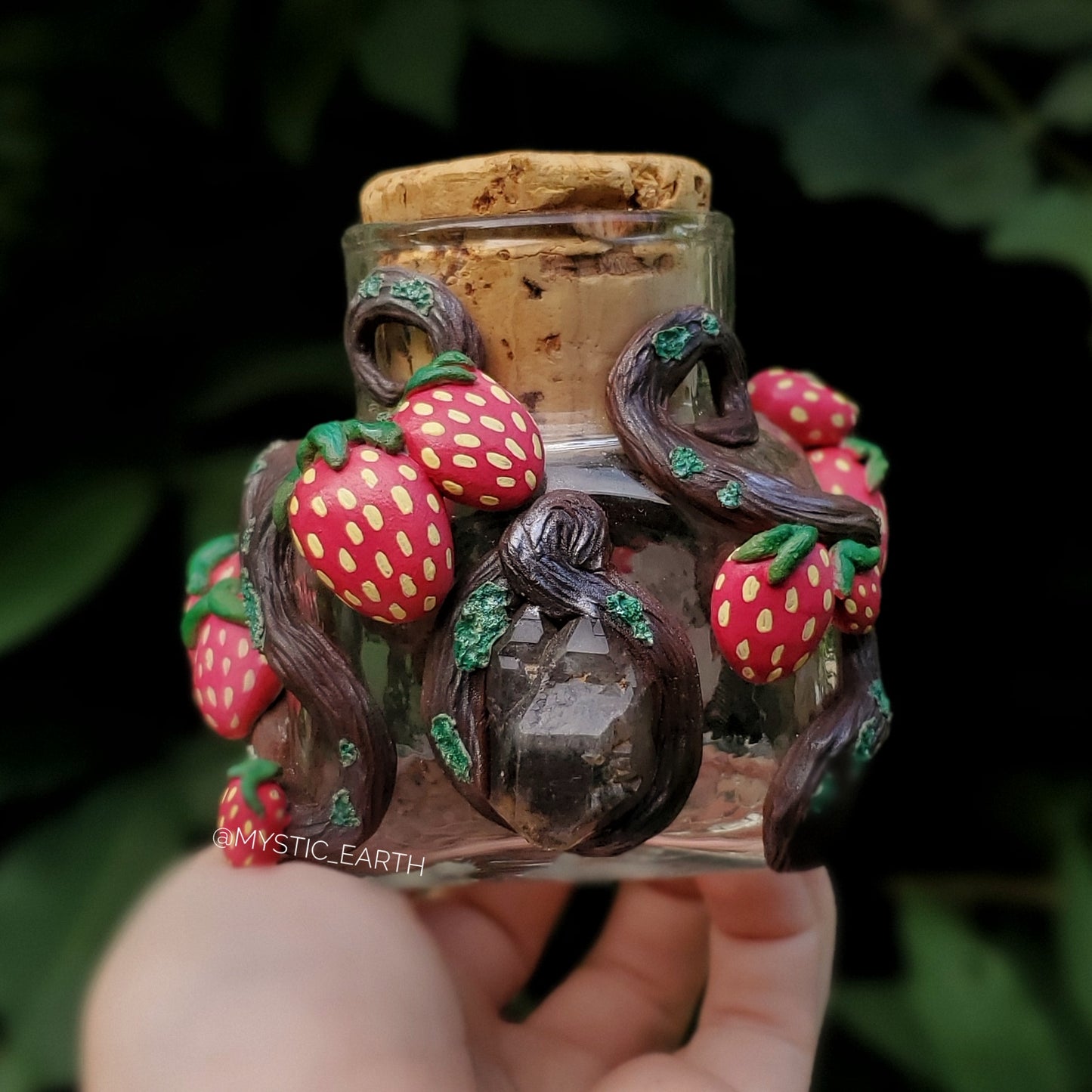 Smoky Quartz Strawberry Vine Jar (Hand Sculpted)