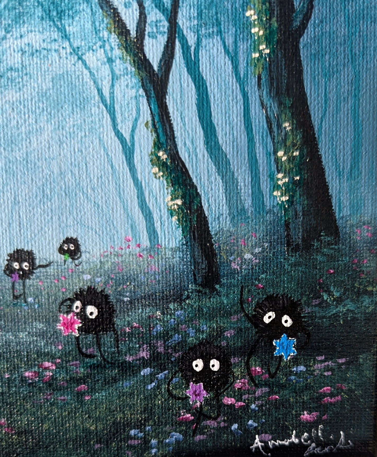 Sprites in the Forest Painting 5"x7"