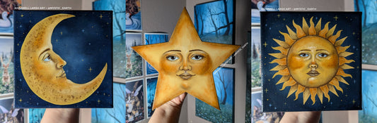 Sun, Moon, and Star Painting Set (medium canvas) READY-TO-SHIP