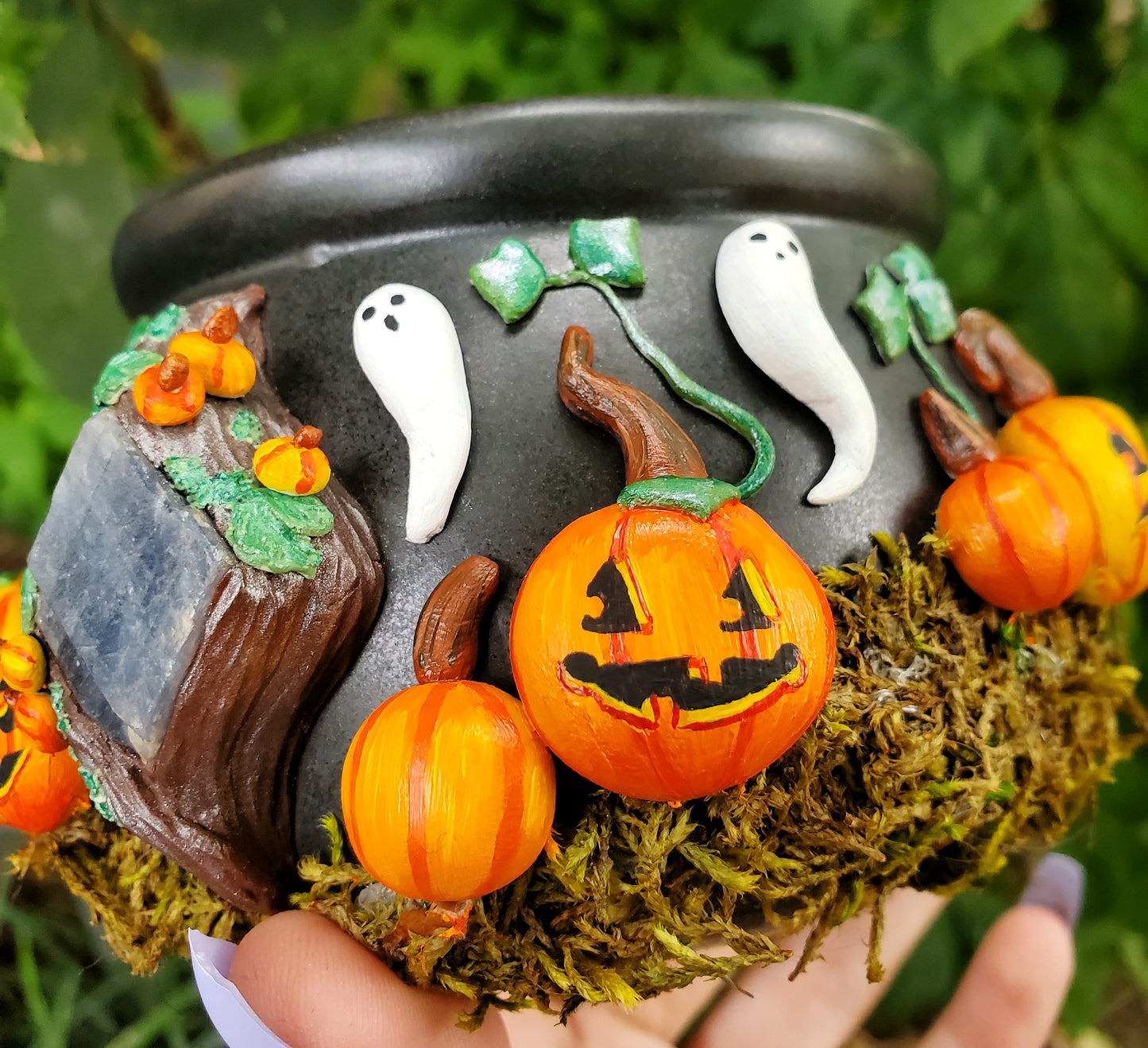 Ghostie Pumpkin Patch Crystal Cauldron