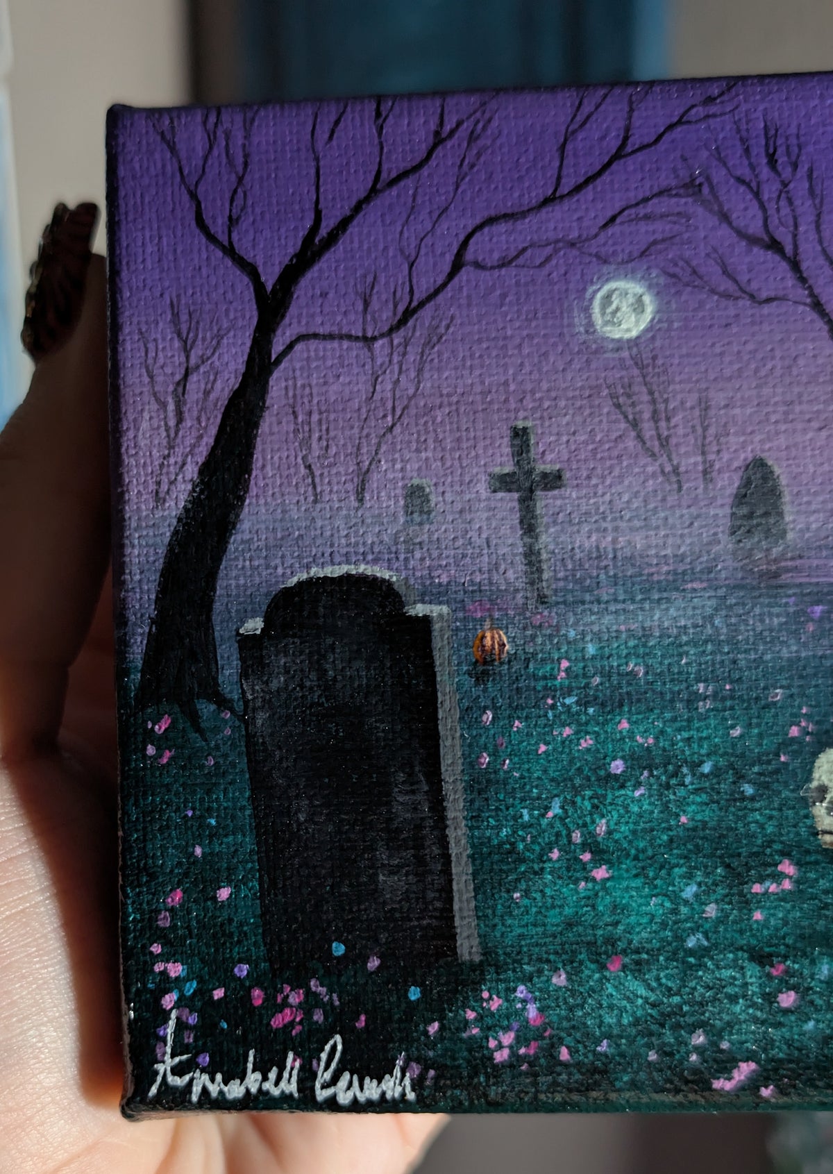 Hallows Eve Cemetery 4" Painting 16/50