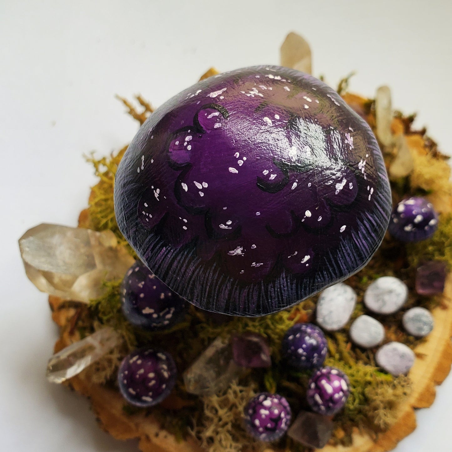 Purple Mushroom Cottage Sculpture (Large)