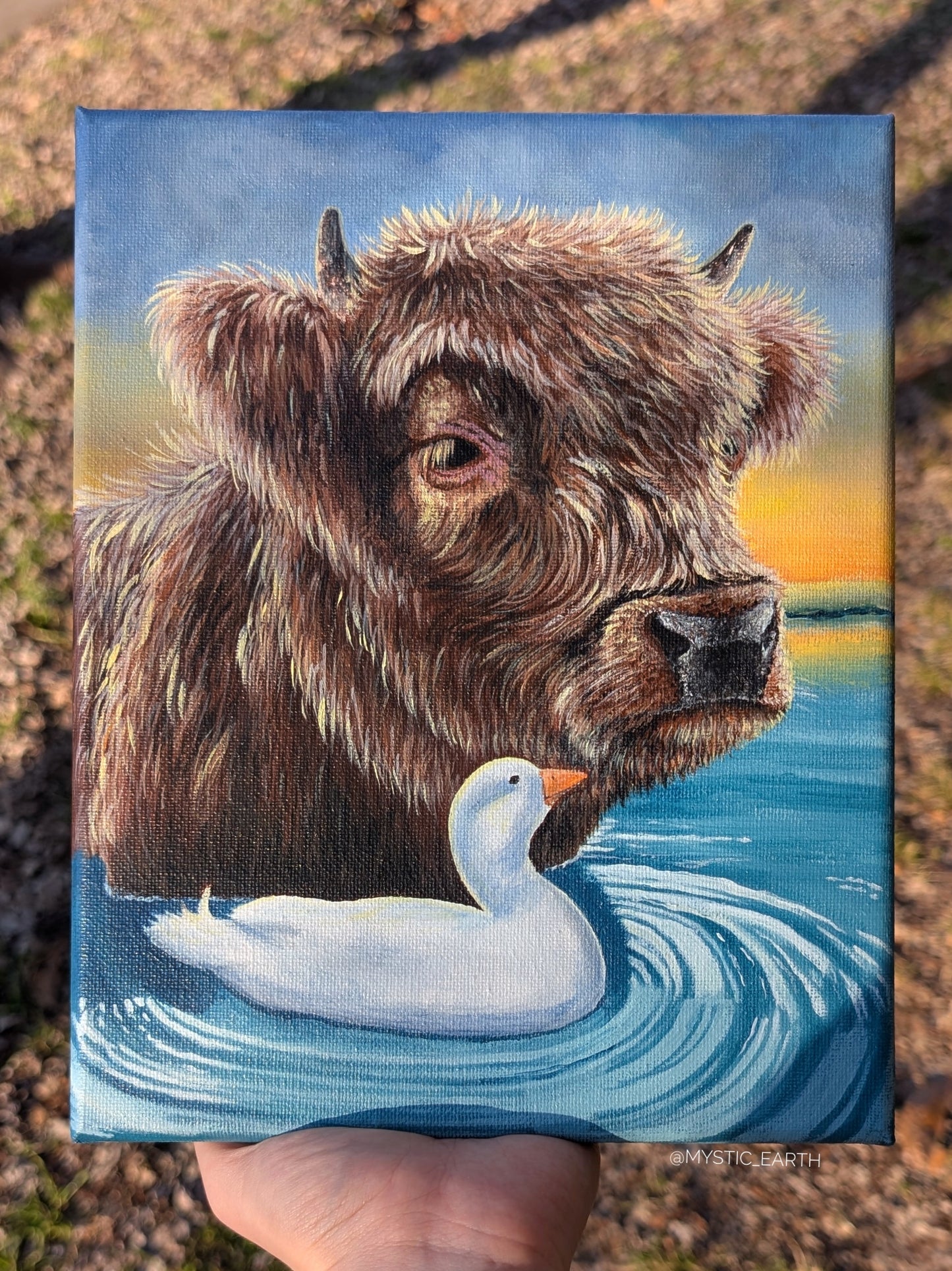 The Duck and His Cow Painting (8" x 10")