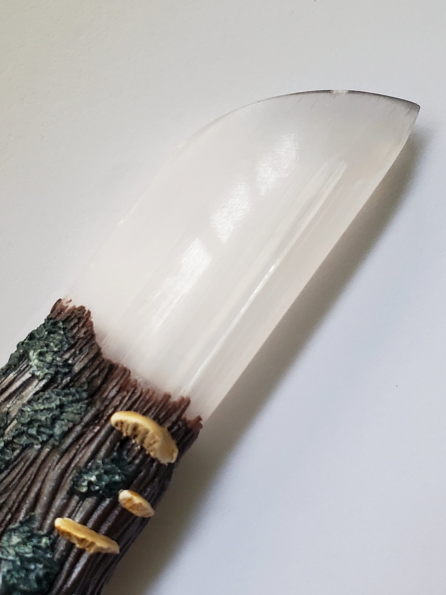 close up of selenite blade 