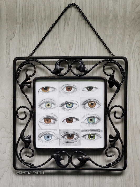 Eyes Drawing in Vintage Frame