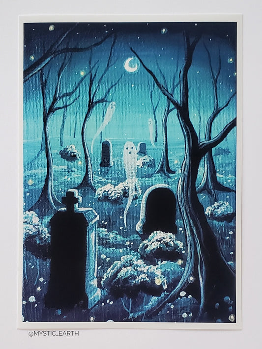 Ghost Cemetery Prints (Teal)