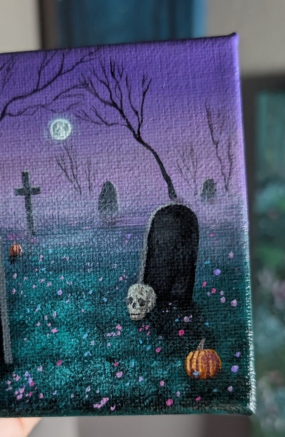 Hallows Eve Cemetery 4" Painting 16/50