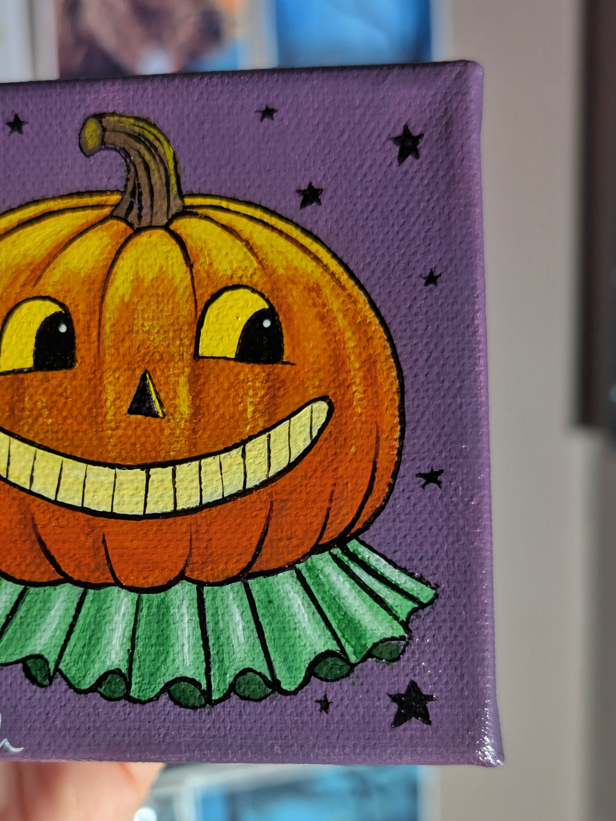 Vintage Halloween Pumpkin 4" Painting 35/50