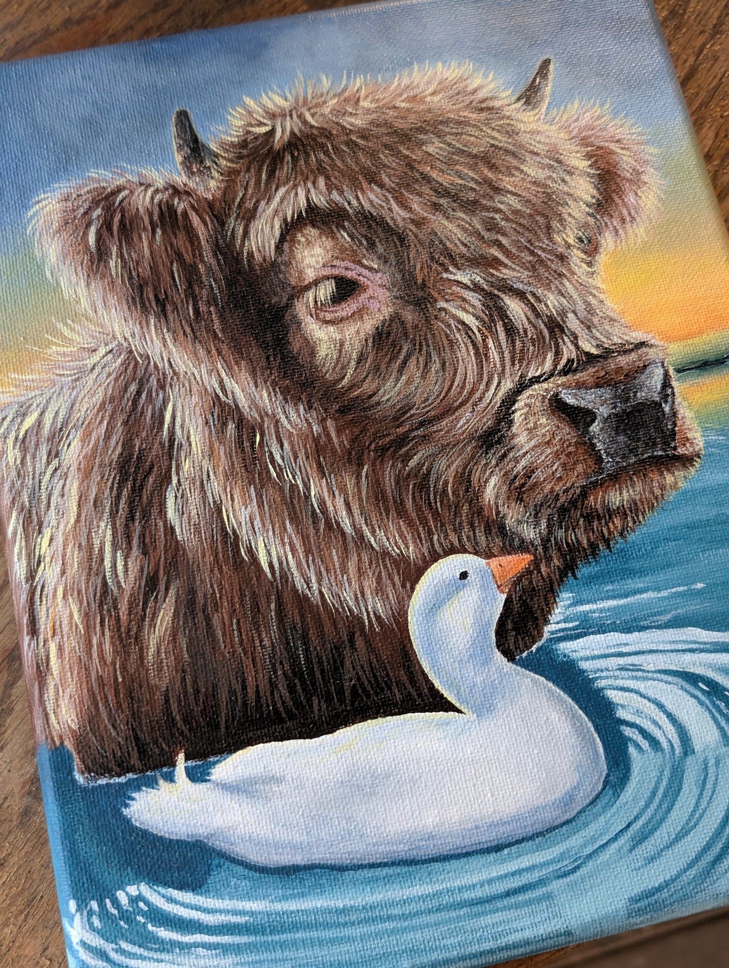 The Duck and His Cow Painting (8" x 10")