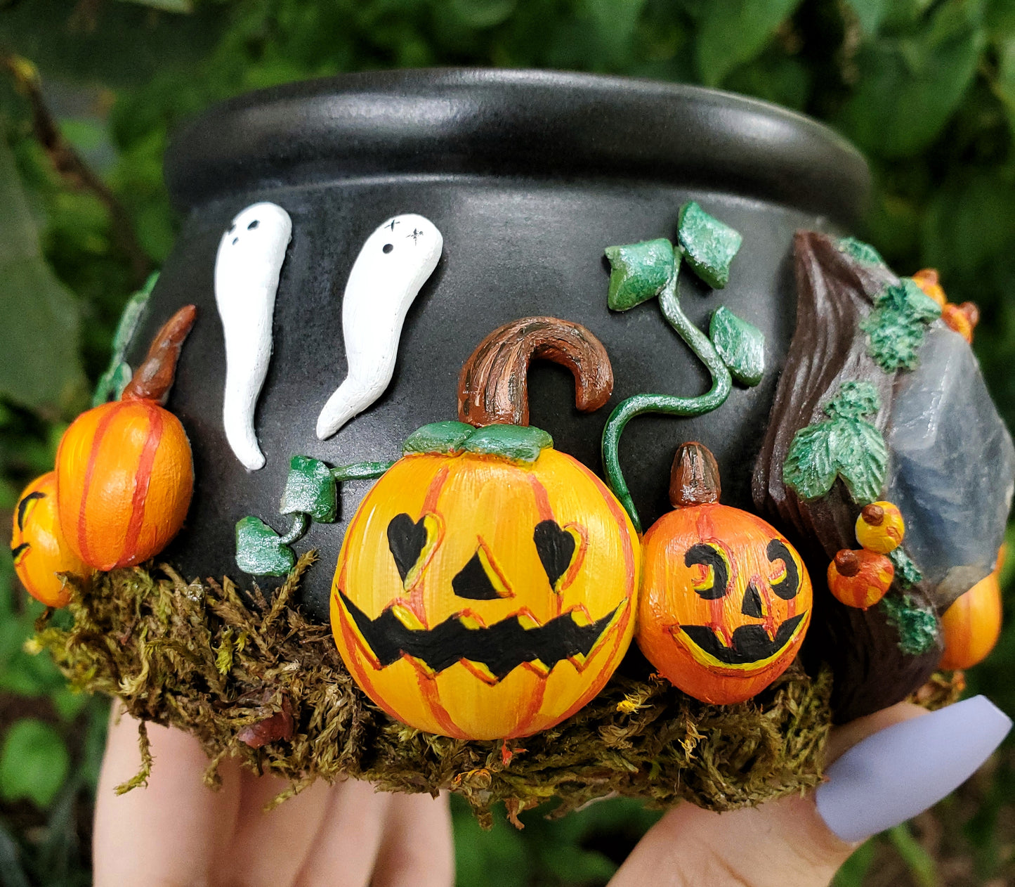 Ghostie Pumpkin Patch Crystal Cauldron