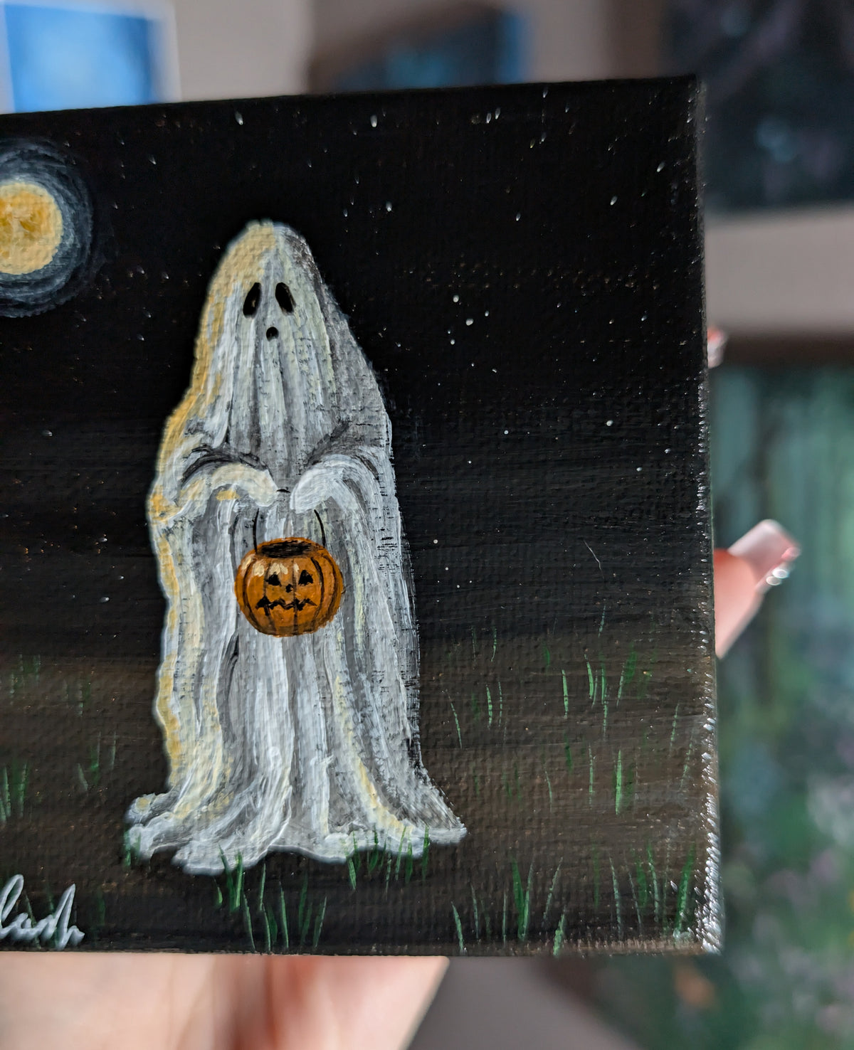 Carl the Ghost 4" Painting 8/50