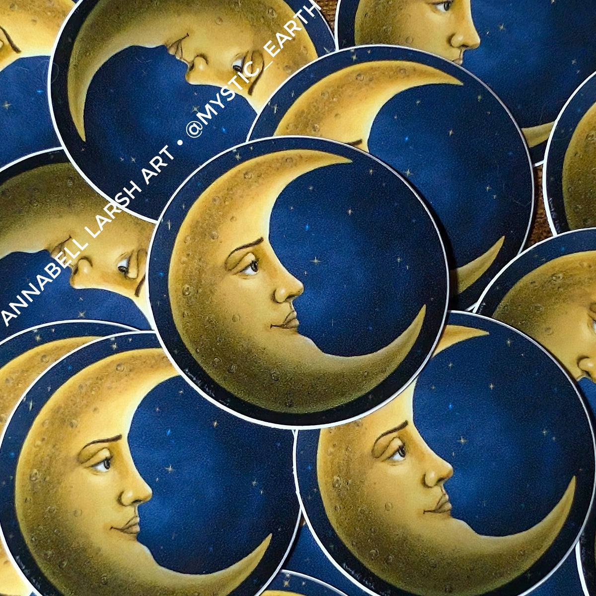 Pack of 25: 2" 90s Celestial Witchy Crescent Moon Stickers