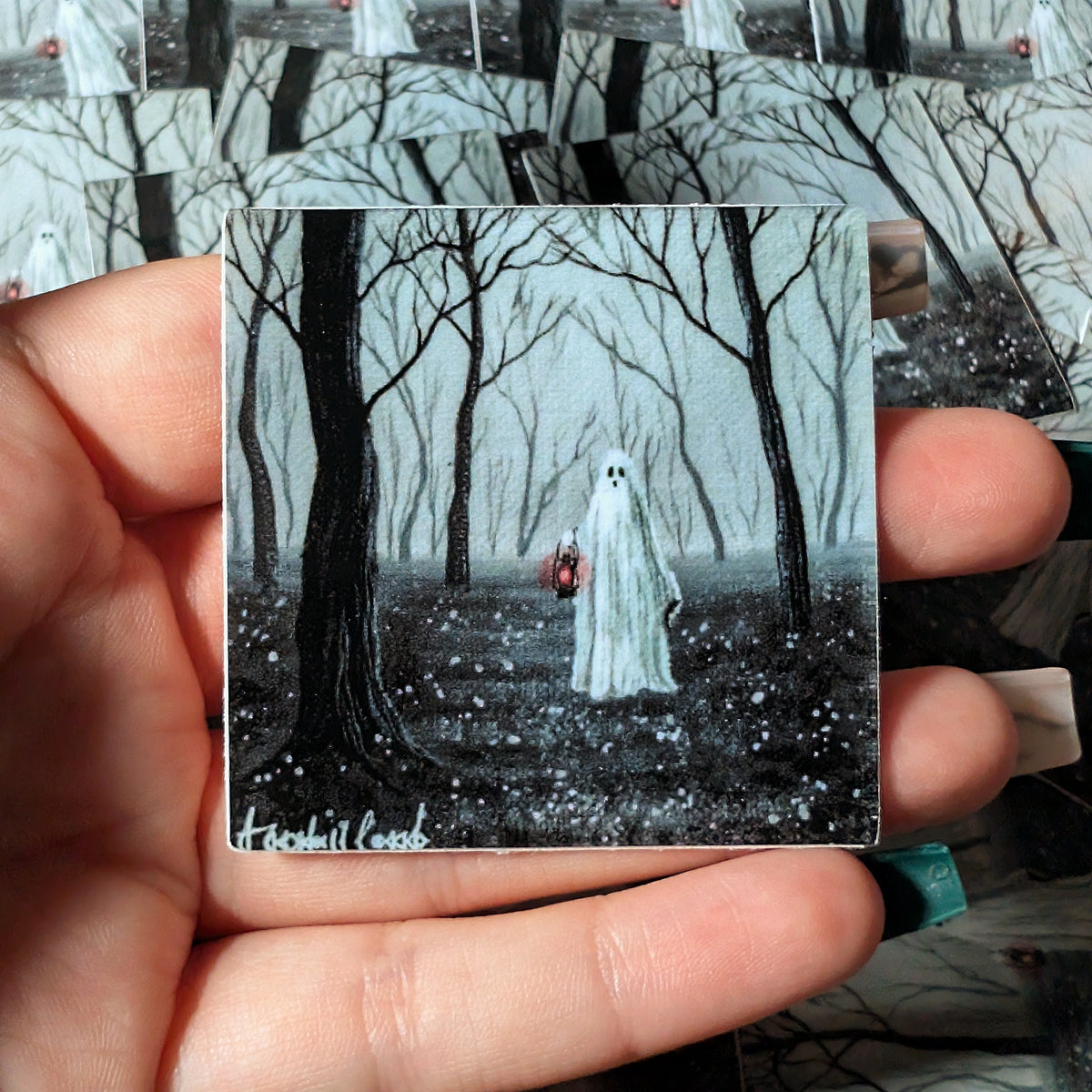 Pack of 25: 2" Halloween Spooky Ghost in the Forest Stickers
