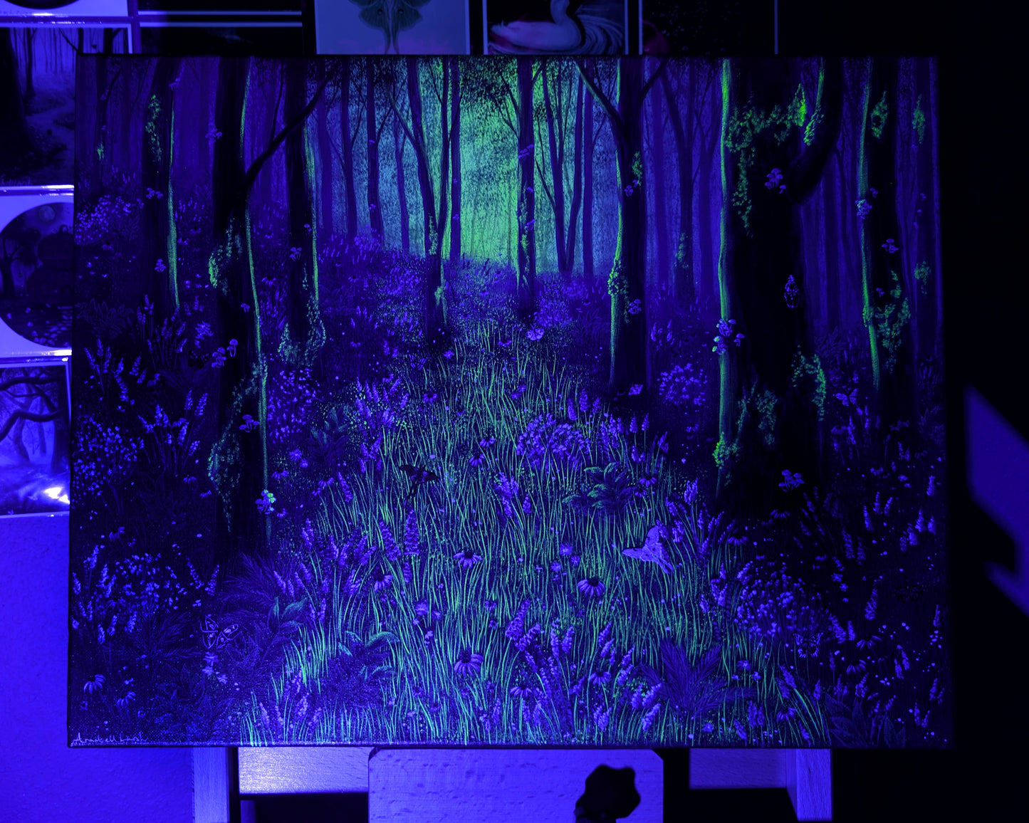 The Forest of Life 16"x20" Painting (blacklight and blue led reactive)