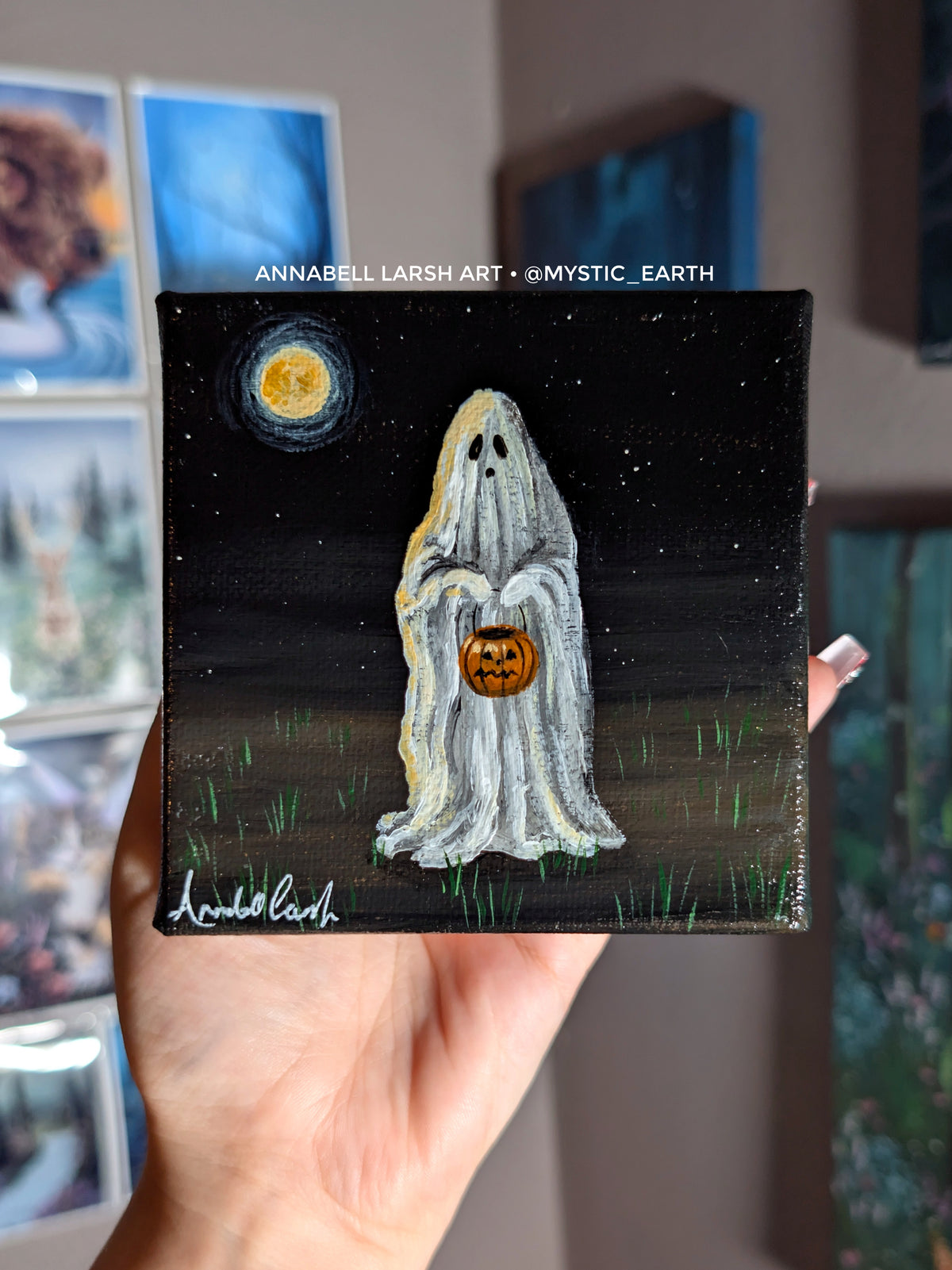 Carl the Ghost 4" Painting 8/50