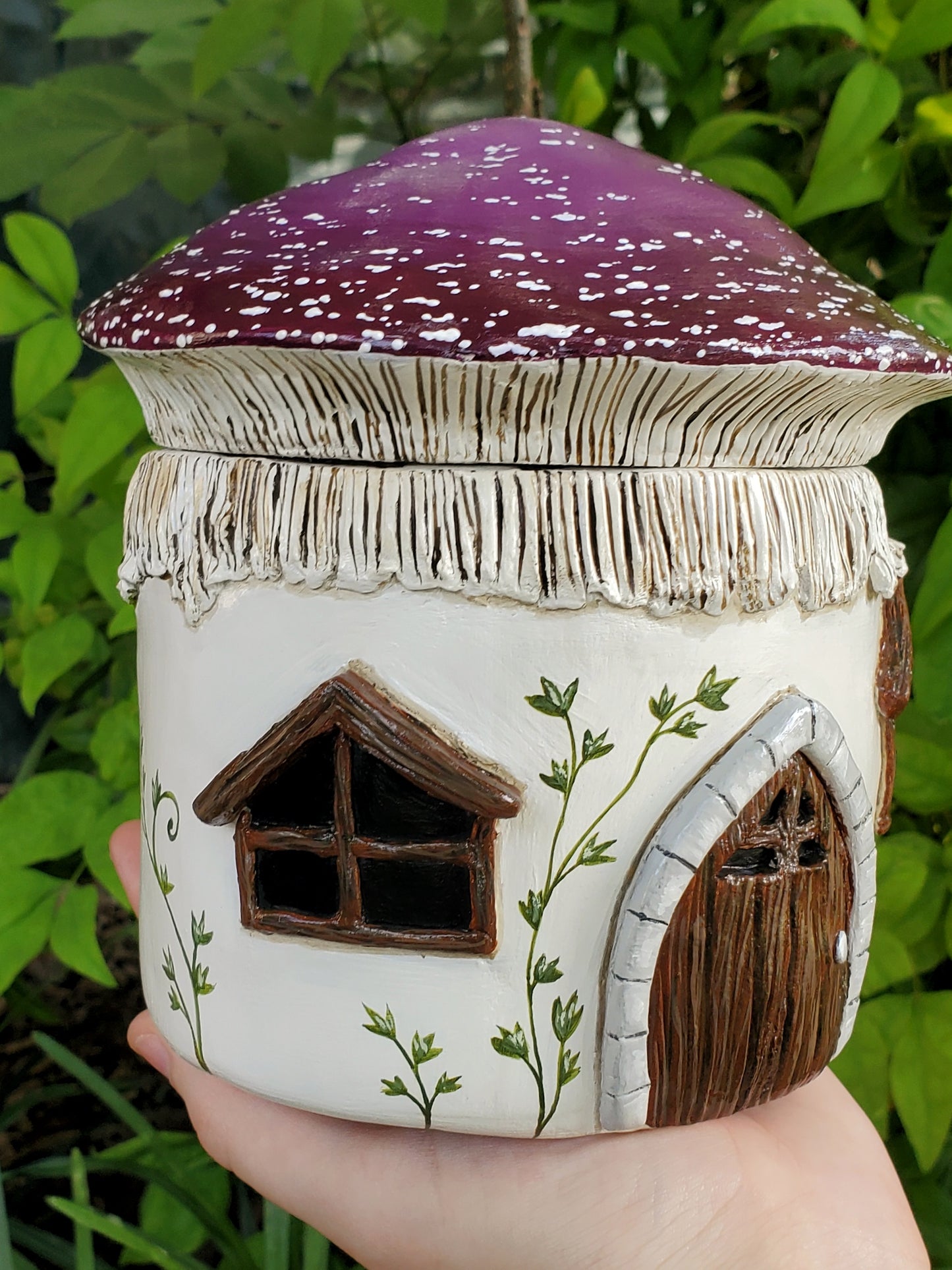 Purple Mushroom House Sculpture (Functional Jar)