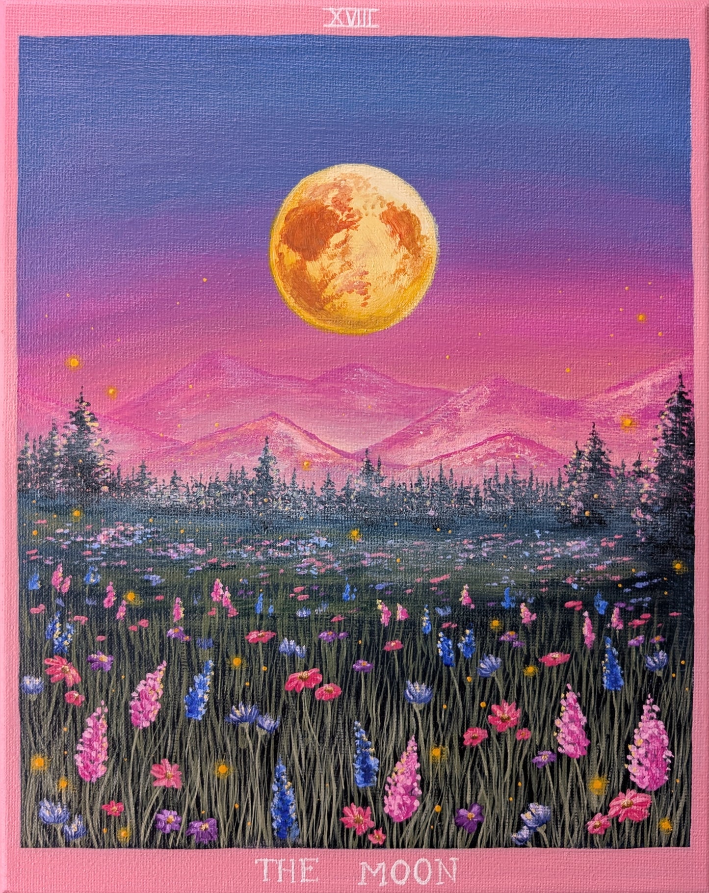 The Moon Tarot Card Painting 8"x10"