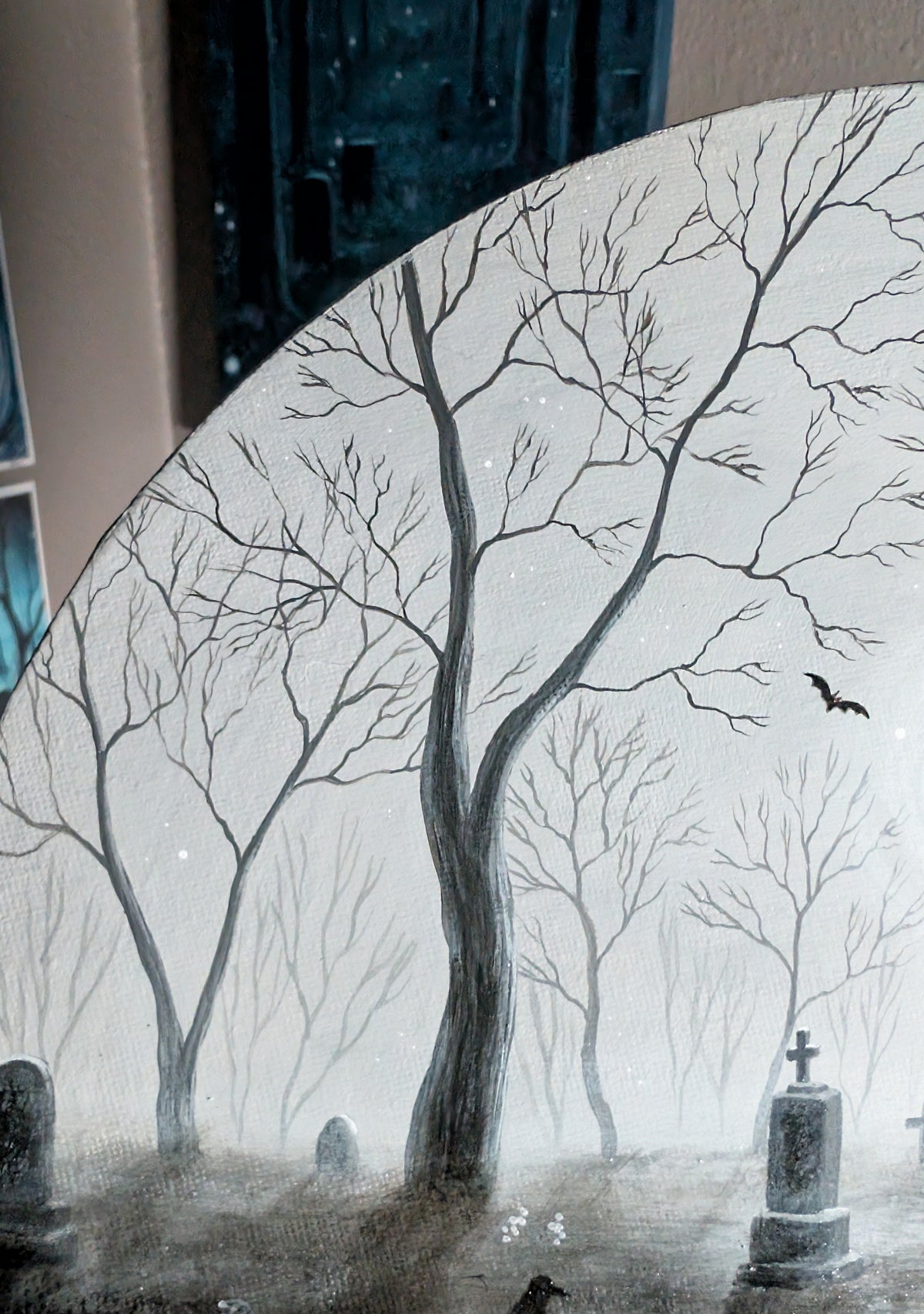 Blackflower Cemetery 12"x12" Painting