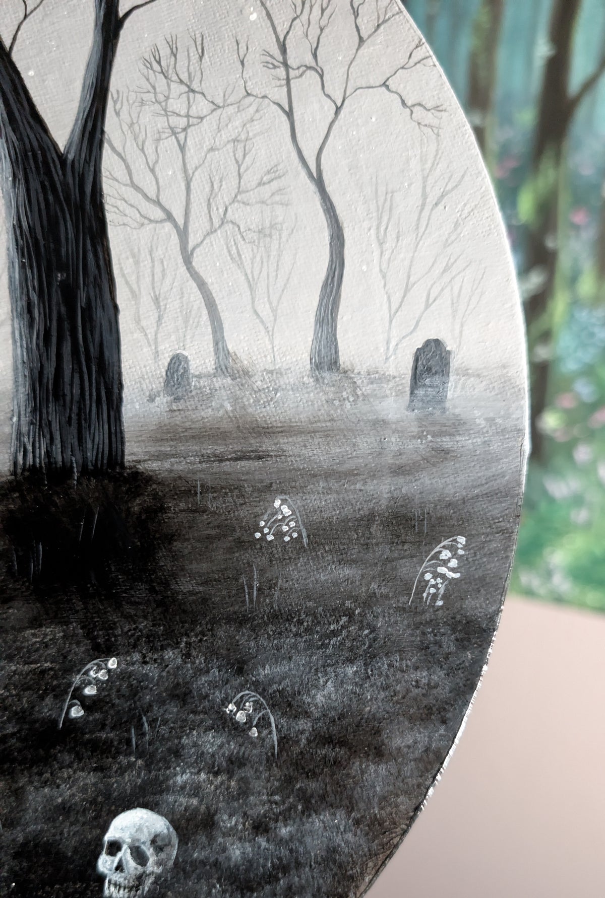 Blackflower Cemetery 12"x12" Painting