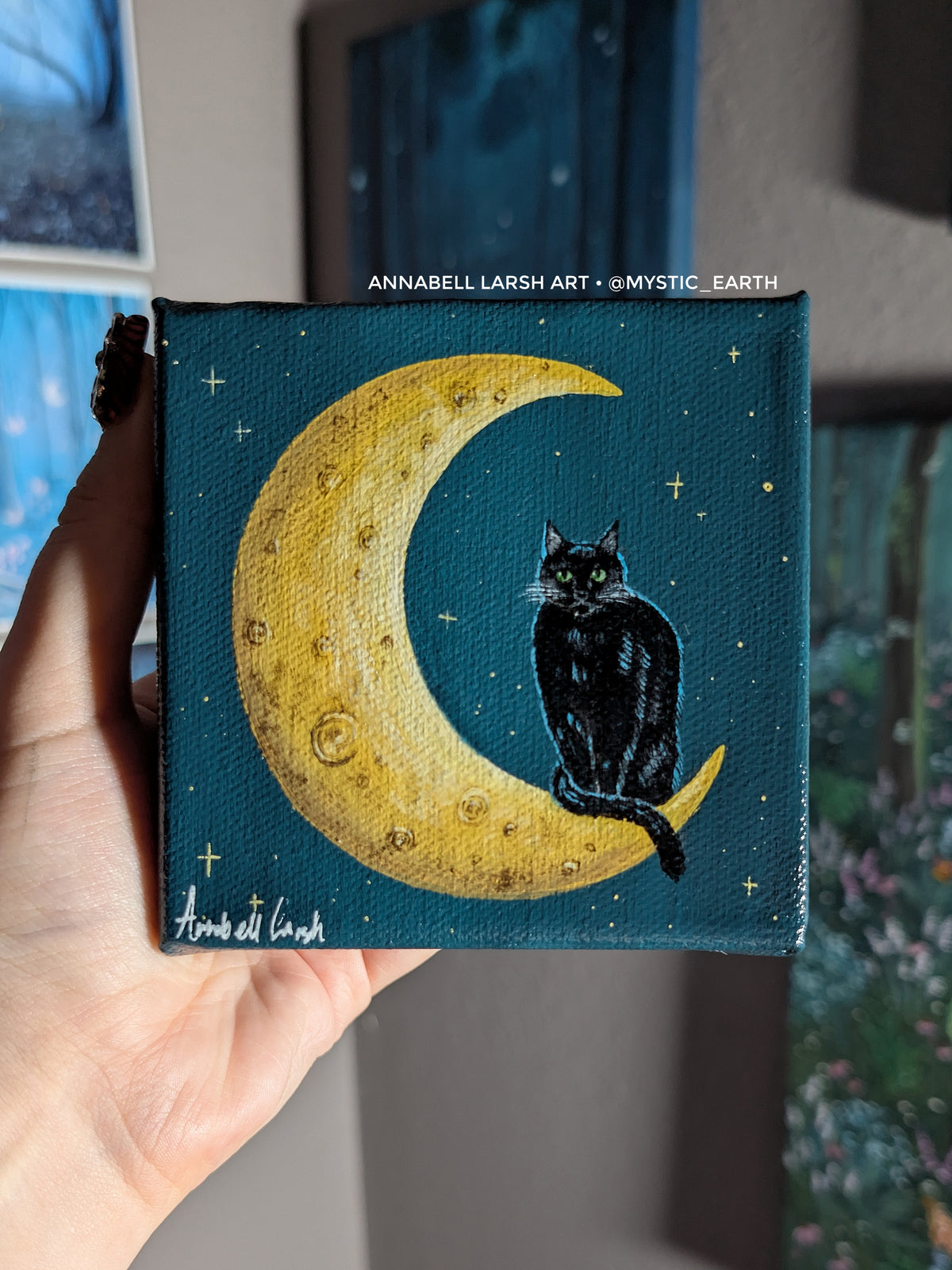 The Cat on the Moon 4" Painting 17/50