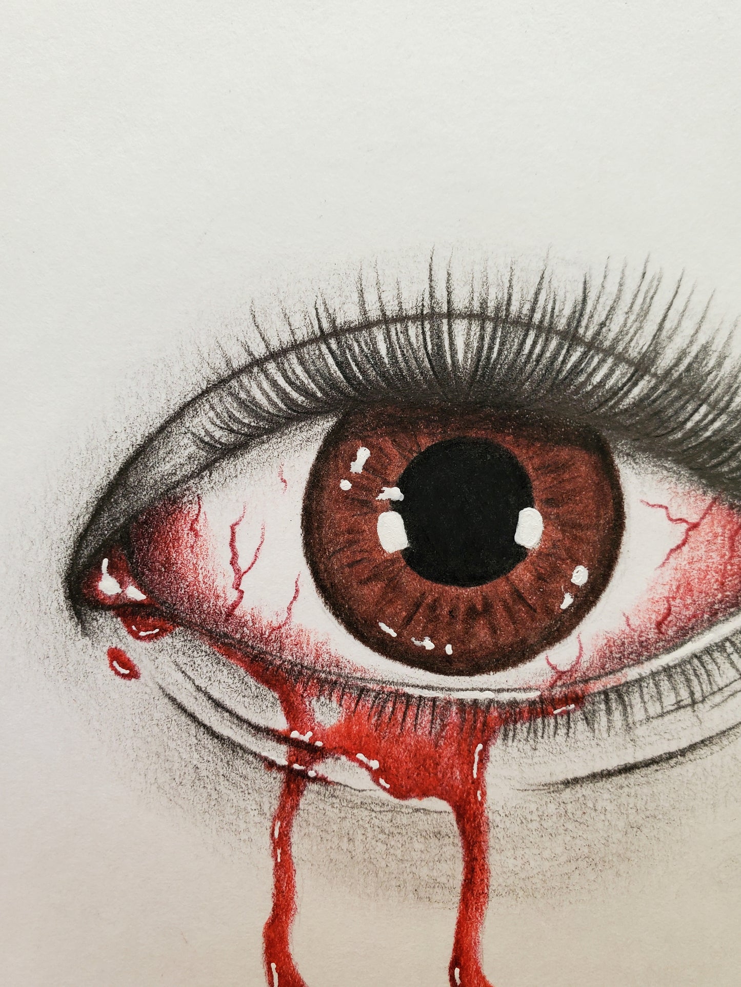 Bleeding Eye Drawing in Vintage Frame