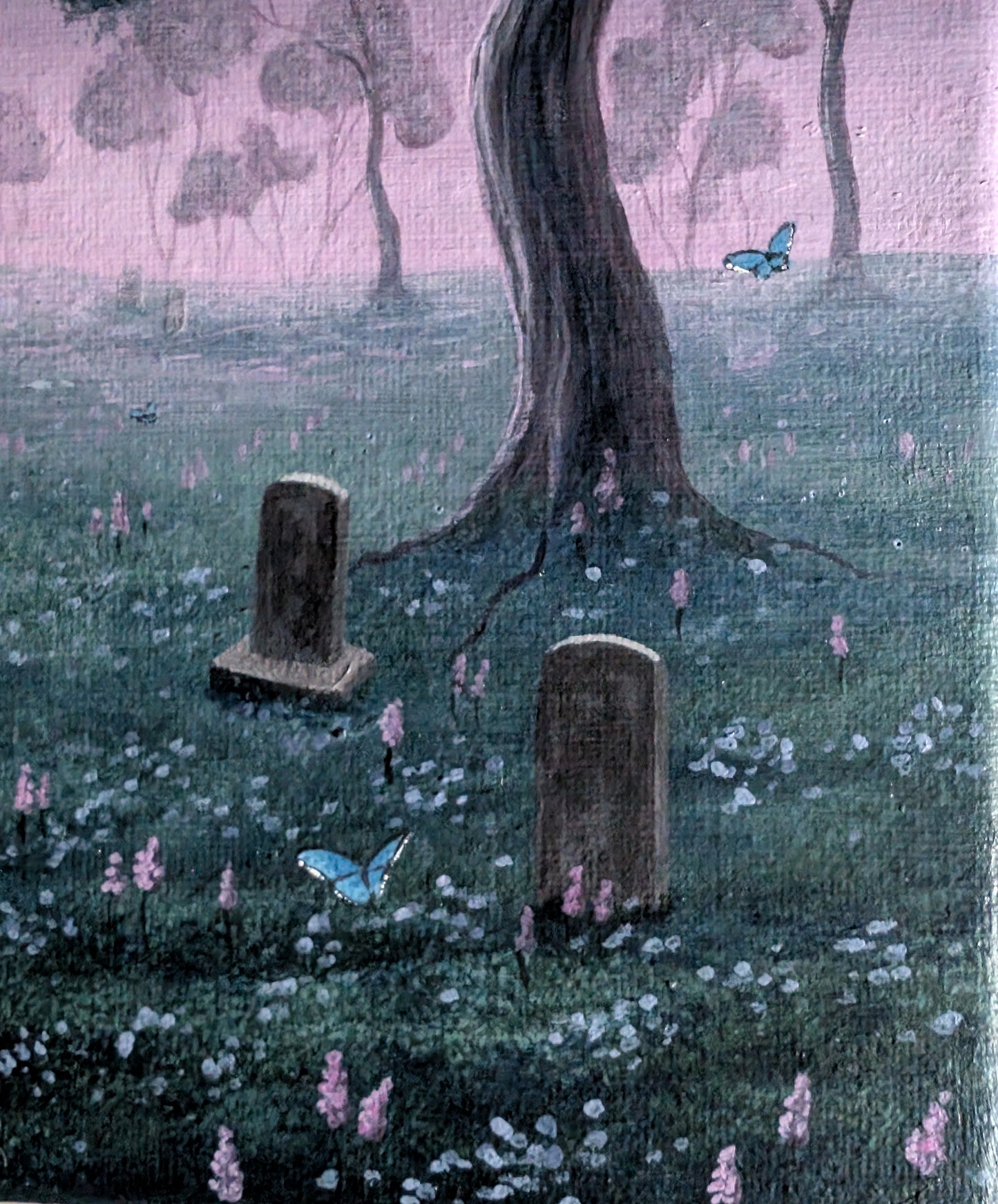 Lavender Grove Cemetery 8"x8" Painting