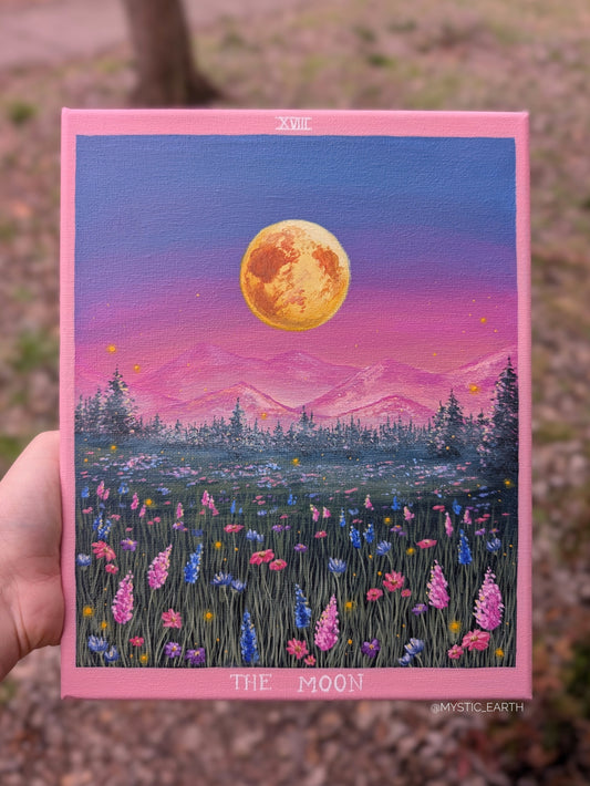 The Moon Tarot Card Painting 8"x10"