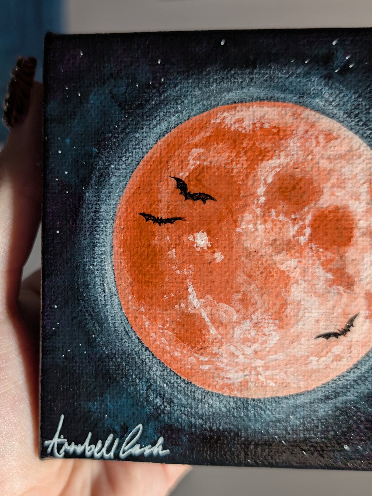 The Moon Glows Red 4" Painting 25/50