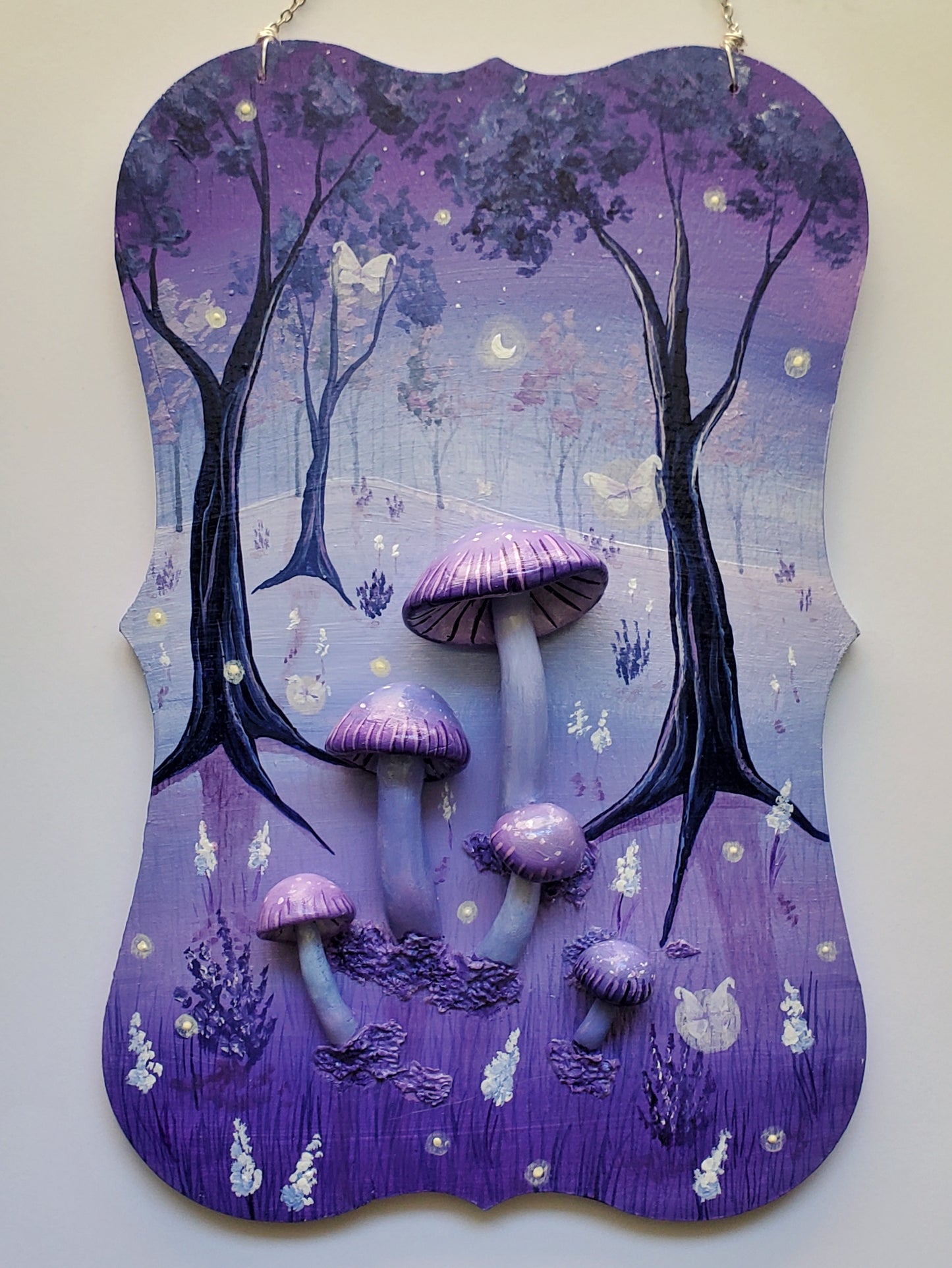 Purple Mushroom Forest Painting (3D Sculpture)