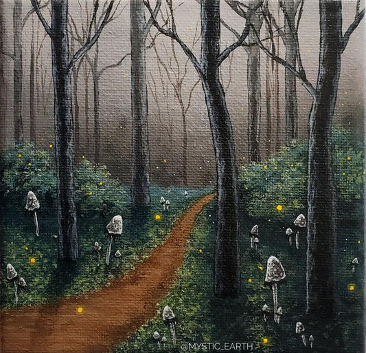 Moody Ink Cap Forest Painting