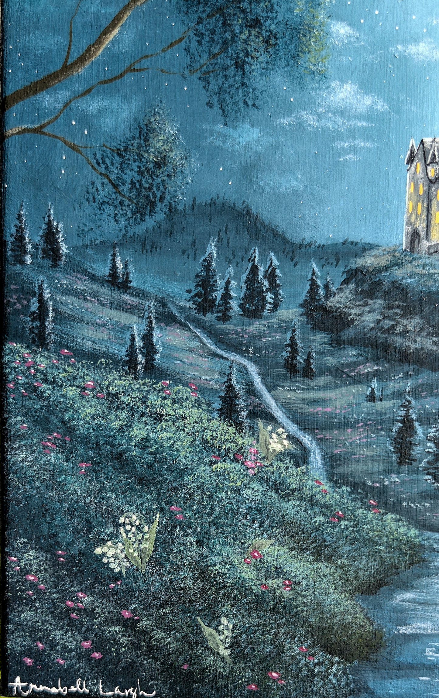 The Moonlit Castle 8"x10" Painting