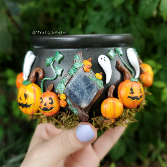 Ghostie Pumpkin Patch Crystal Cauldron
