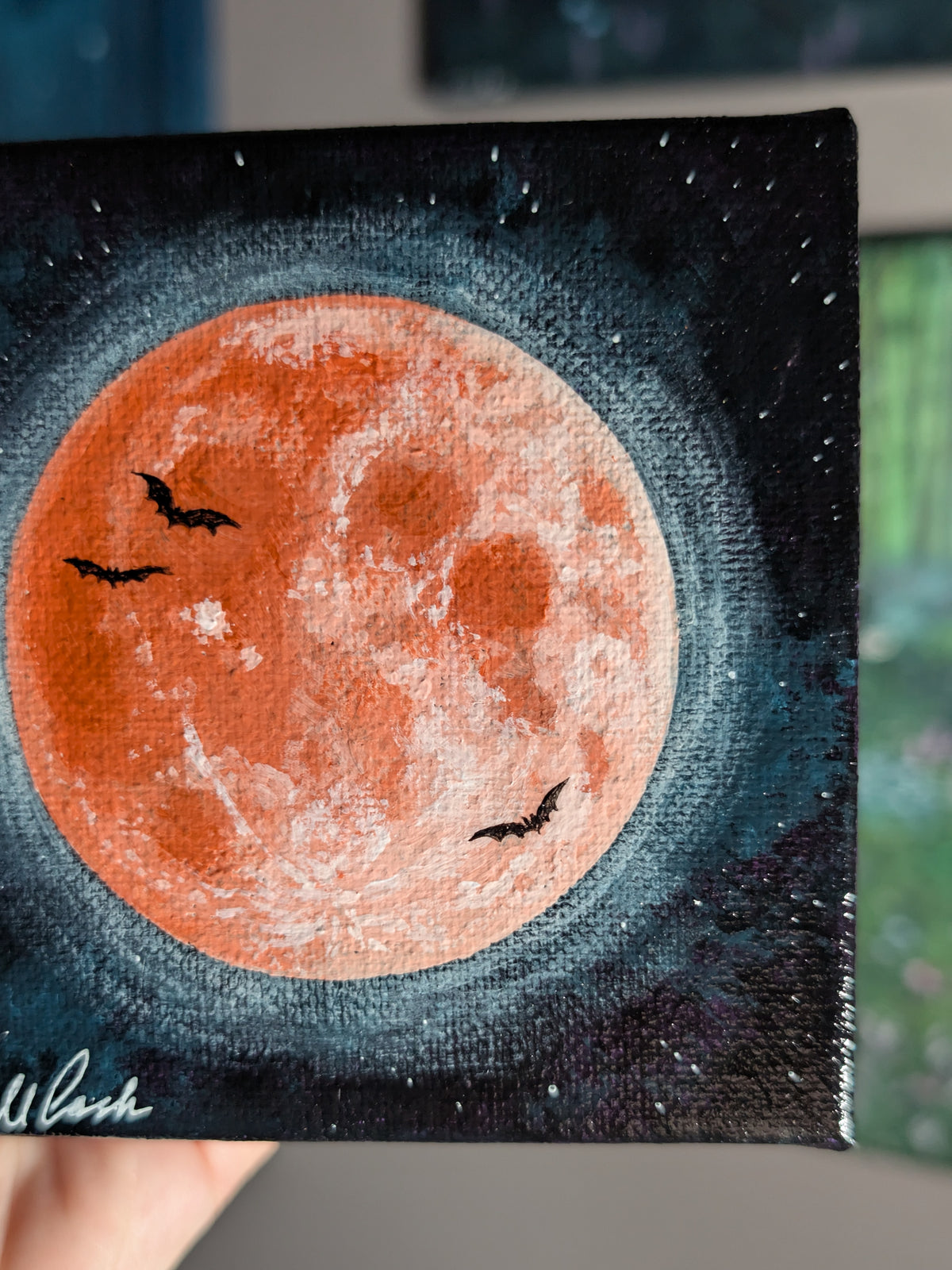 The Moon Glows Red 4" Painting 25/50
