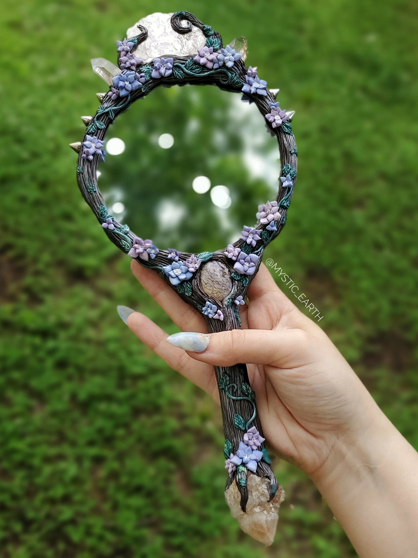 Lepidolite Crystal Magic Mirror (Sculpture)