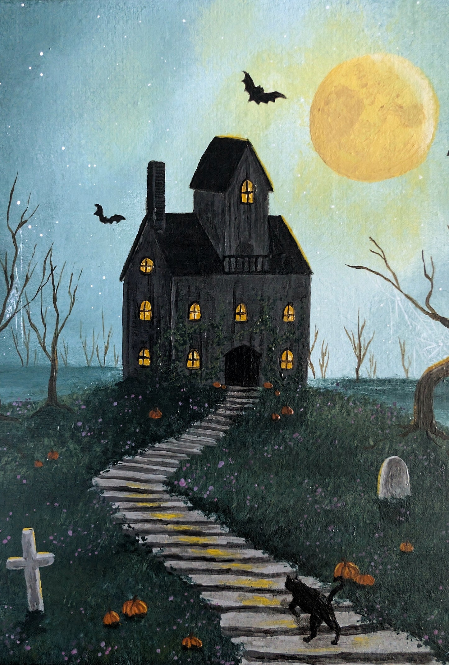 Halloween Night 6"x6" Painting