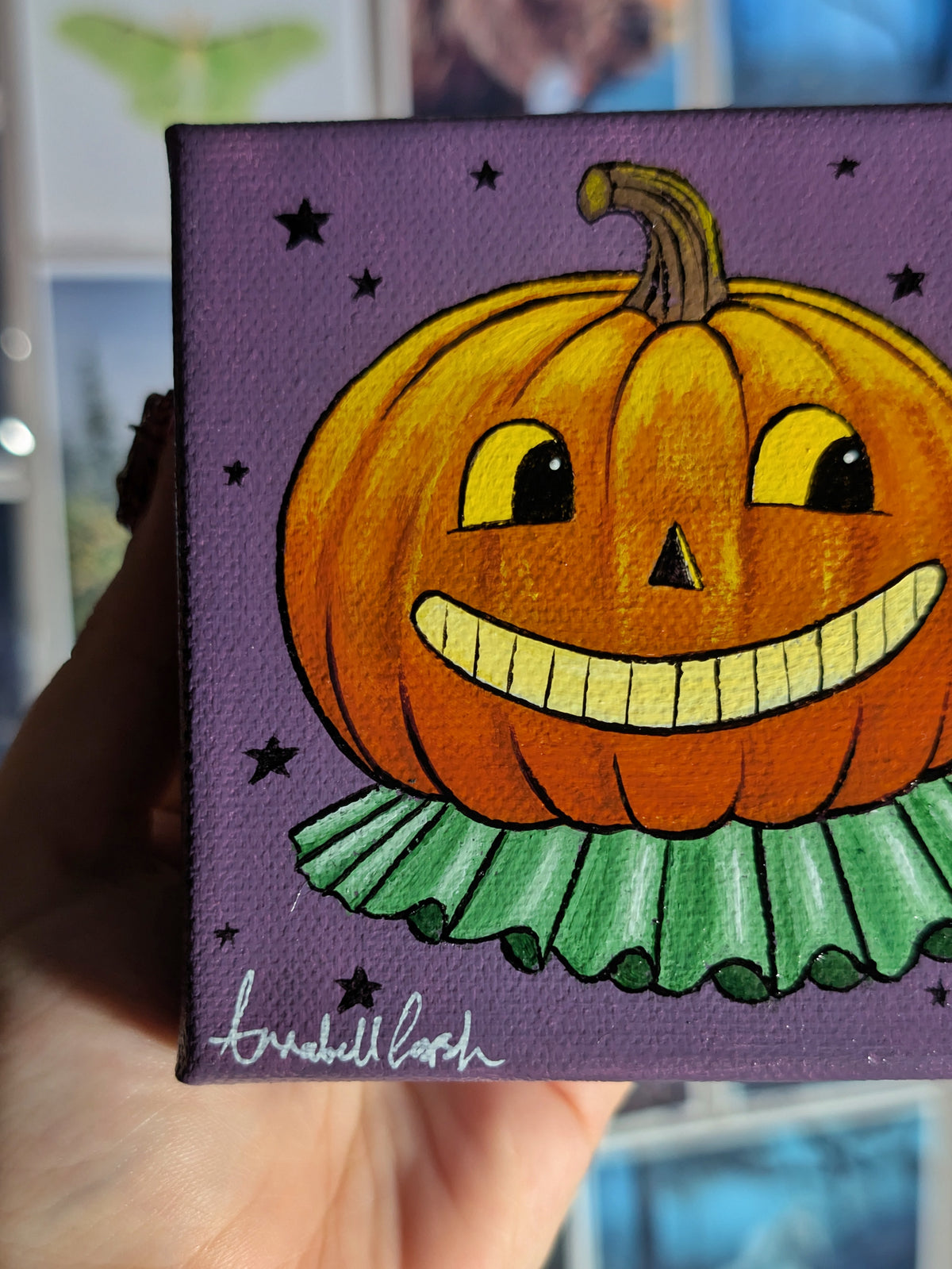 Vintage Halloween Pumpkin 4" Painting 35/50