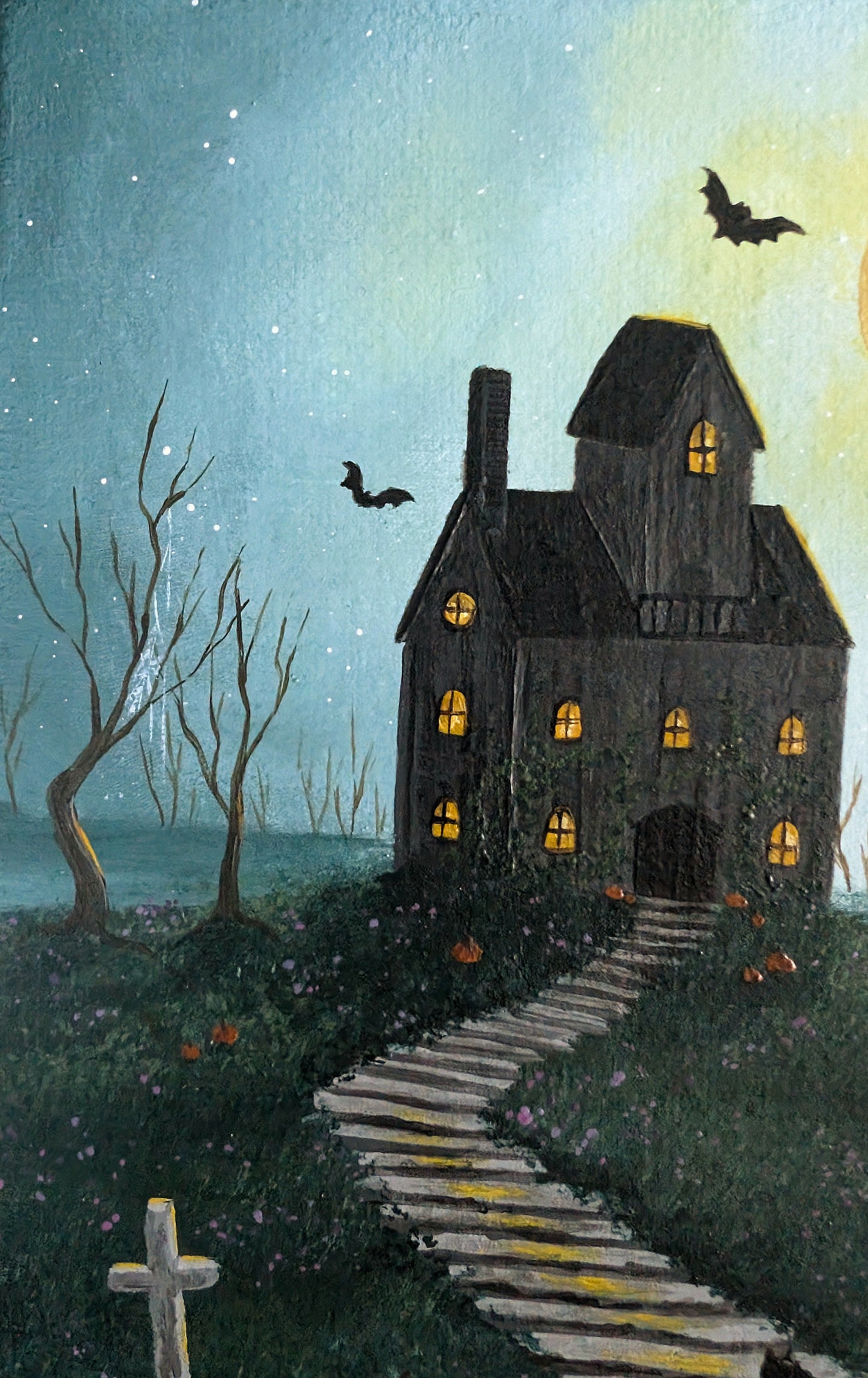 Halloween Night 6"x6" Painting