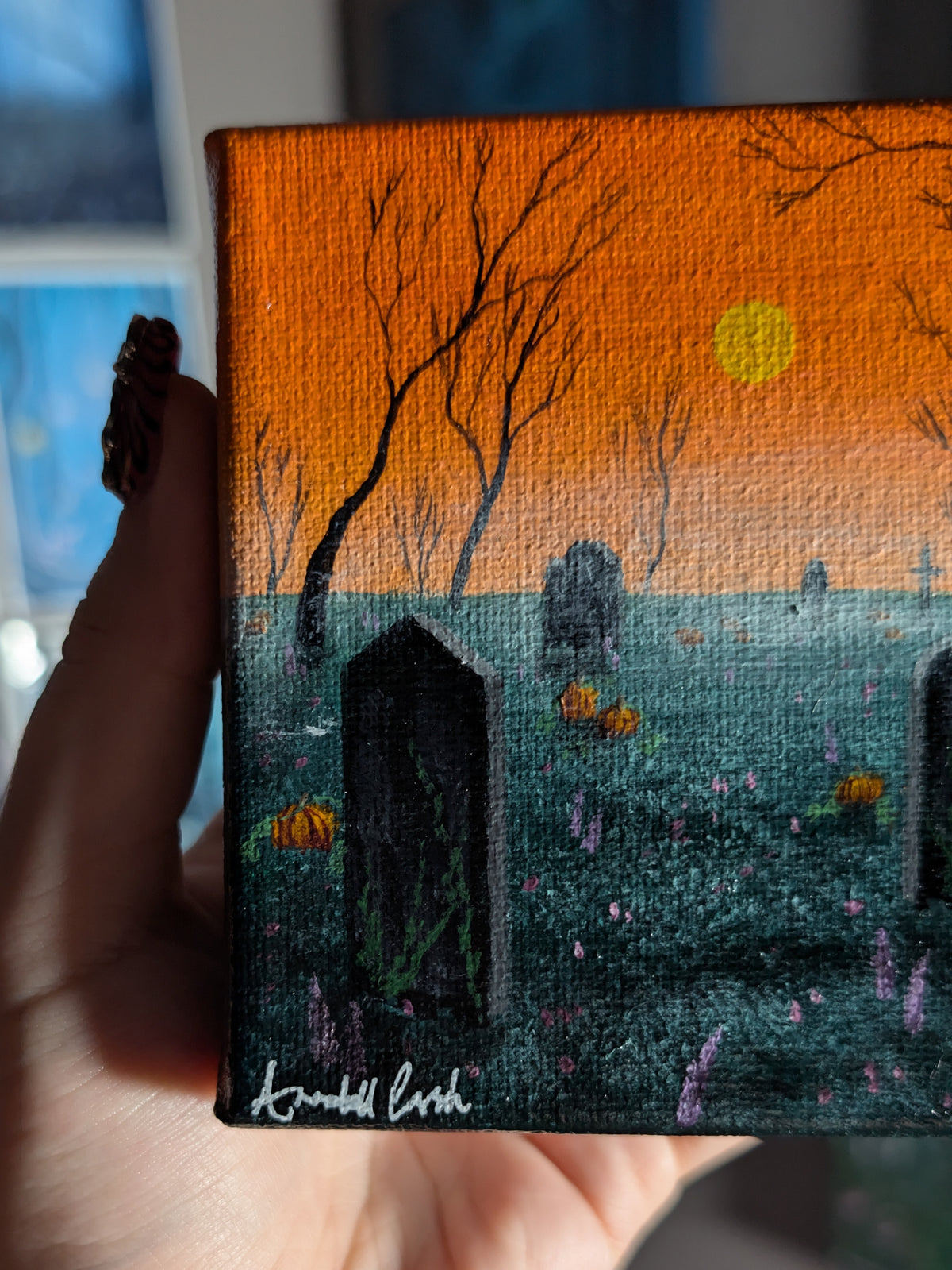 Pumpkin Patch Cemetery 4" Painting 18/50