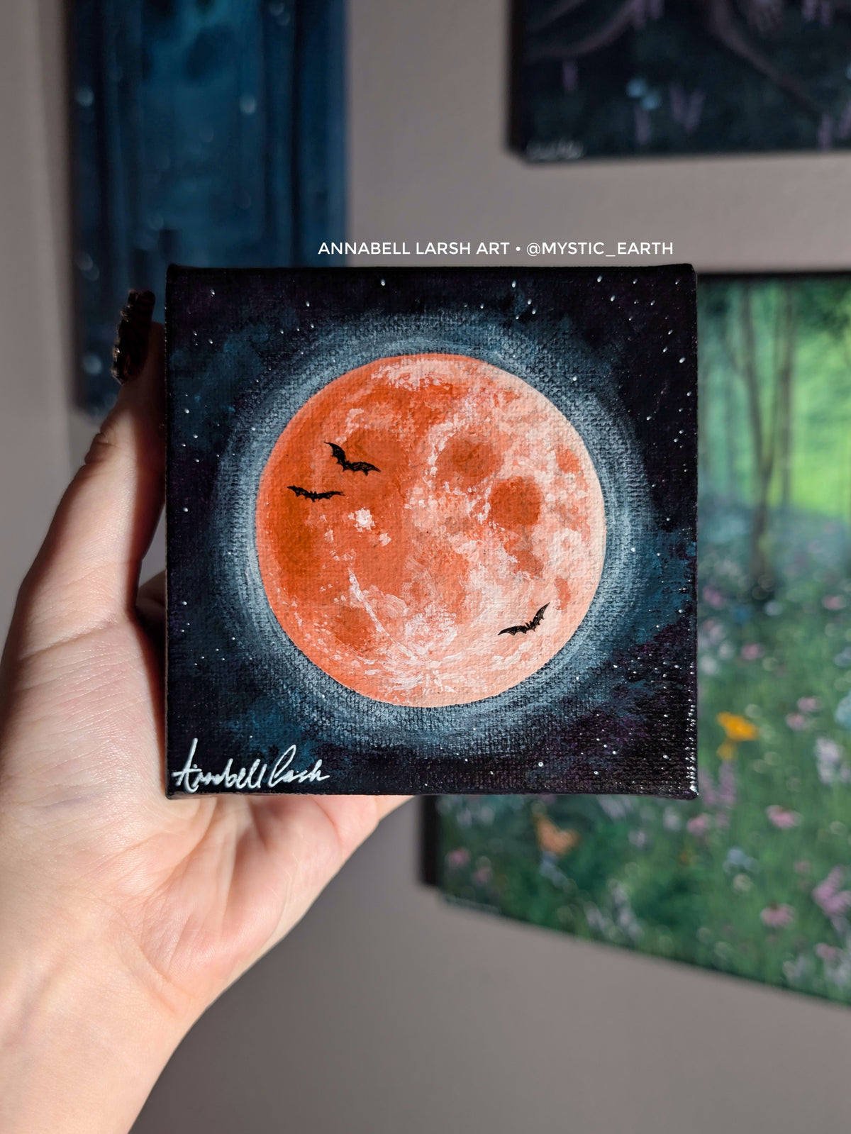 The Moon Glows Red 4" Painting 25/50