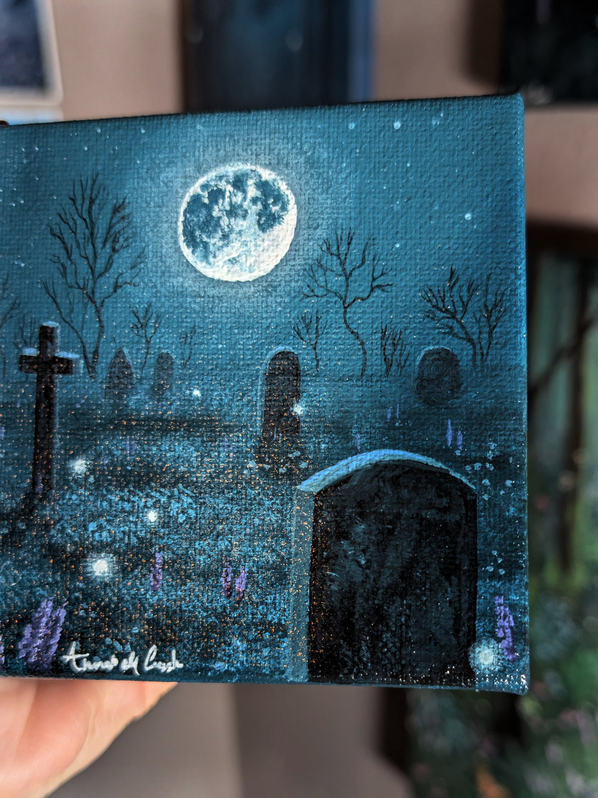 Darkwood Cemetery 4" Painting 3/50