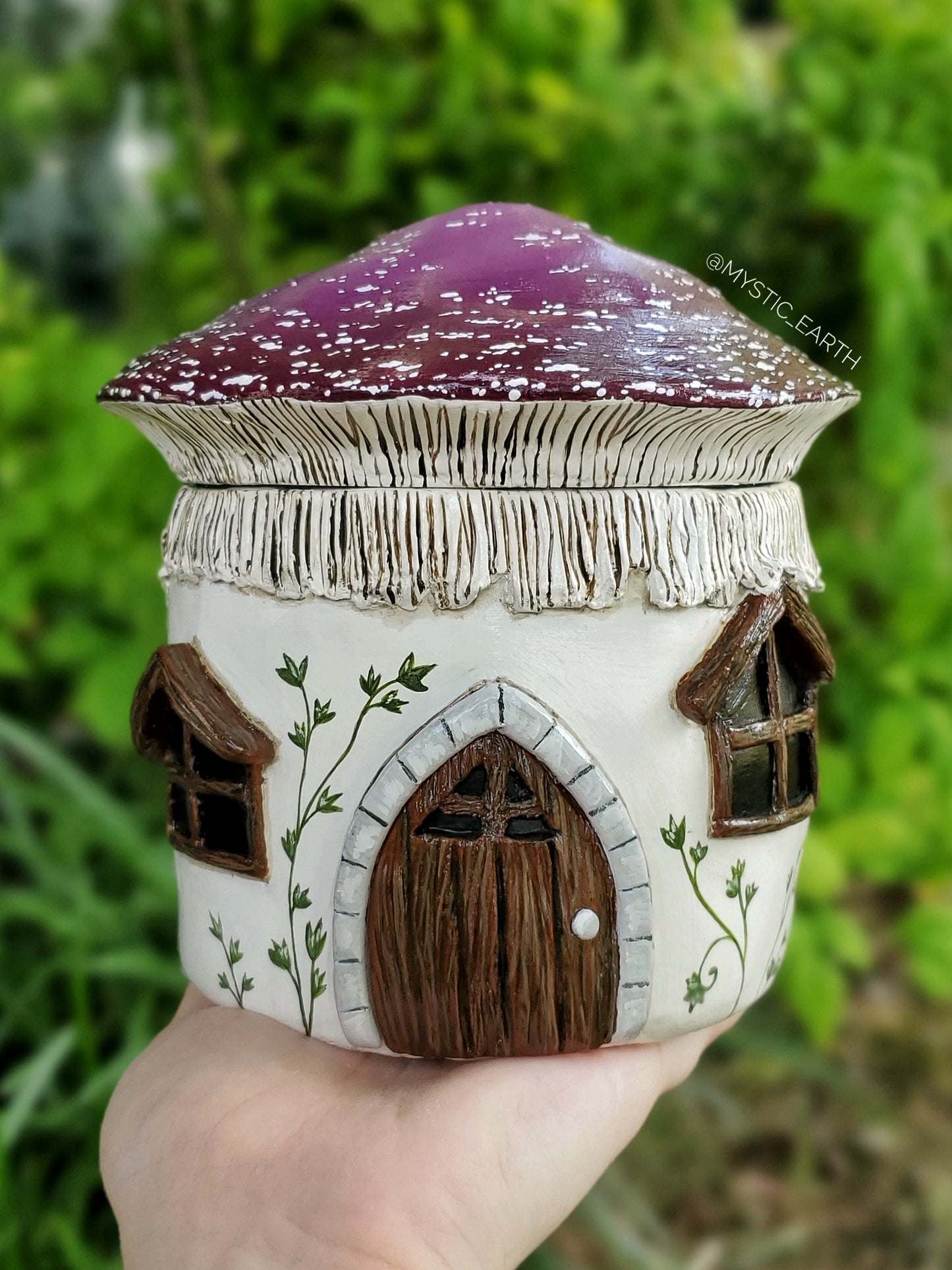 Purple Mushroom House Sculpture (Functional Jar)